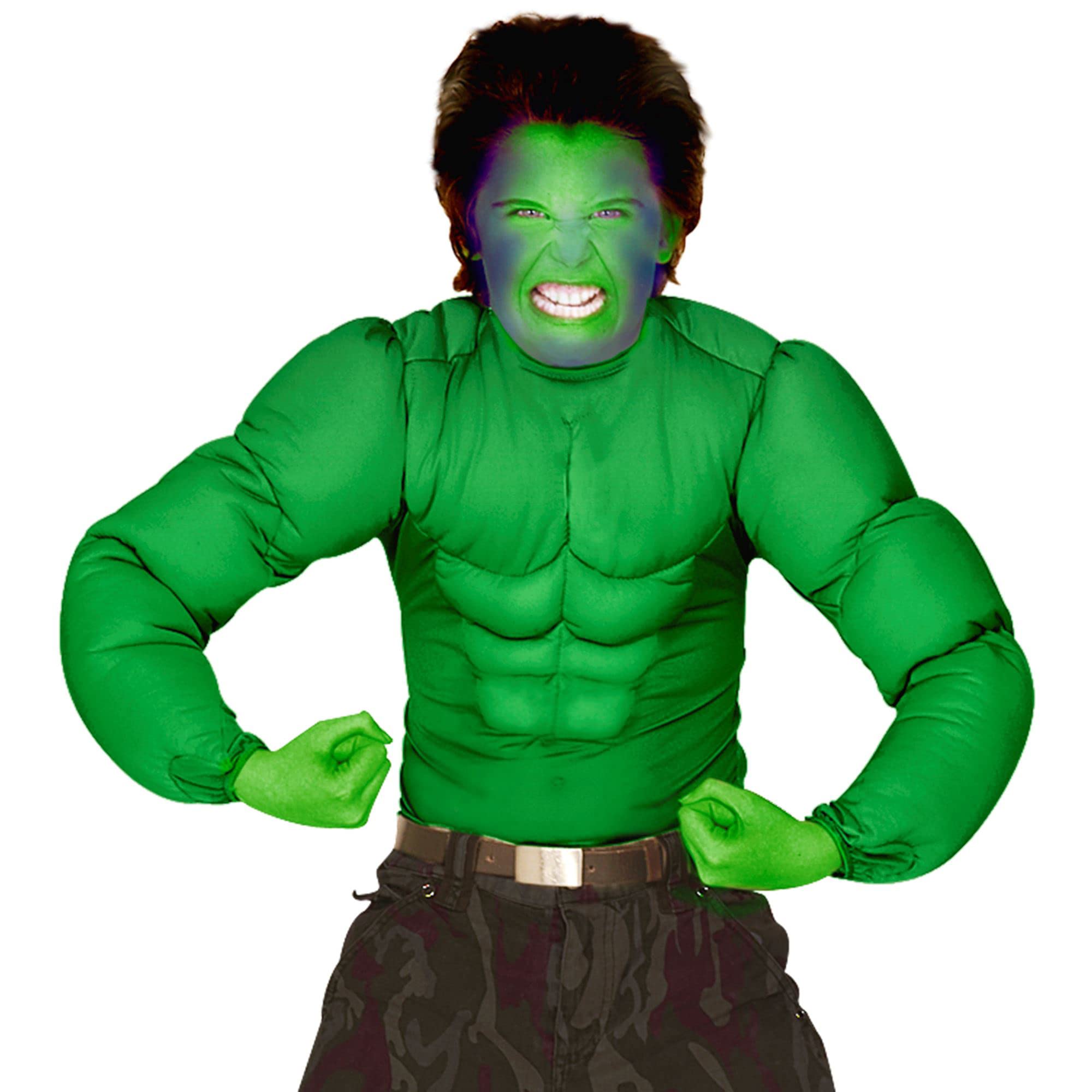 Widmann Kids Superhero Muscle Shirt Costume - Green Superhero Outfit for Dress Up, Halloween & Role Play | Perfect for Boys Costume Parties, Pretend Play & Cosplay