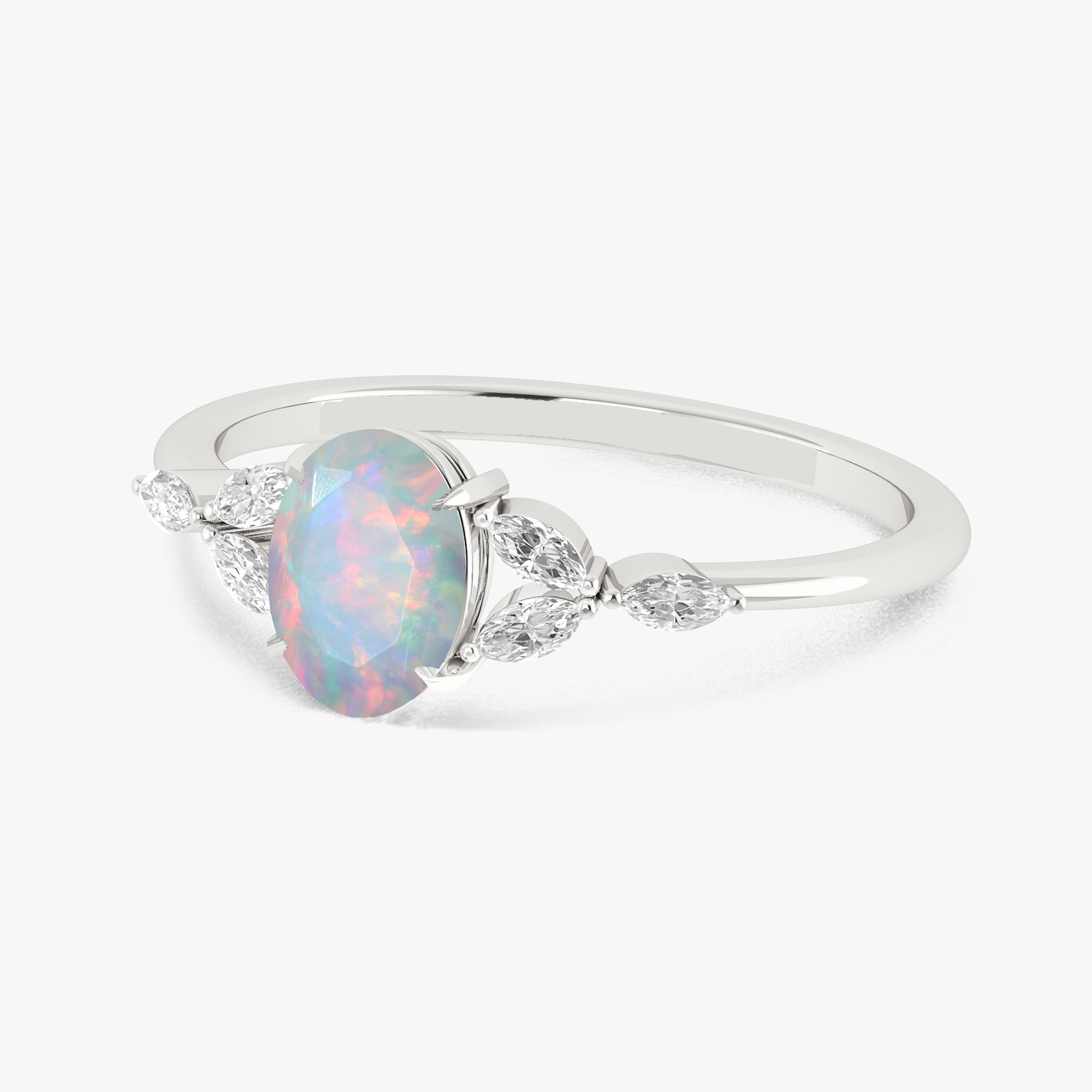 Ethiopian Opal Gold Statement Ring for Women - Elegant Oval White Opal Jewelry for Parties, Weddings & Special Occasions