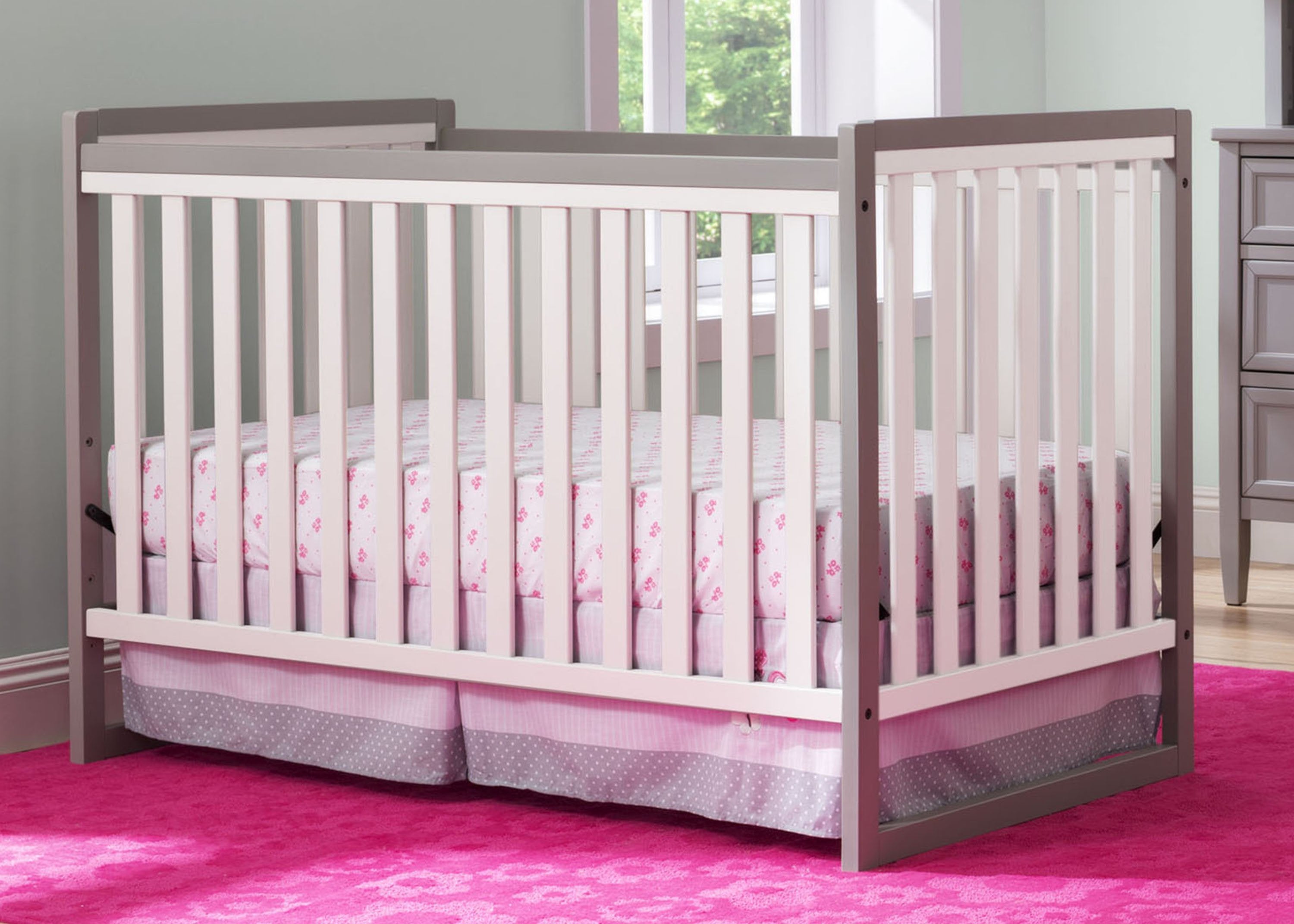 Urban Classic 3-in-1 Convertible Baby Crib with Toddler Rail - White Nursery Furniture for Newborns to Toddlers | Perfect for Small Spaces & Modern Nurseries