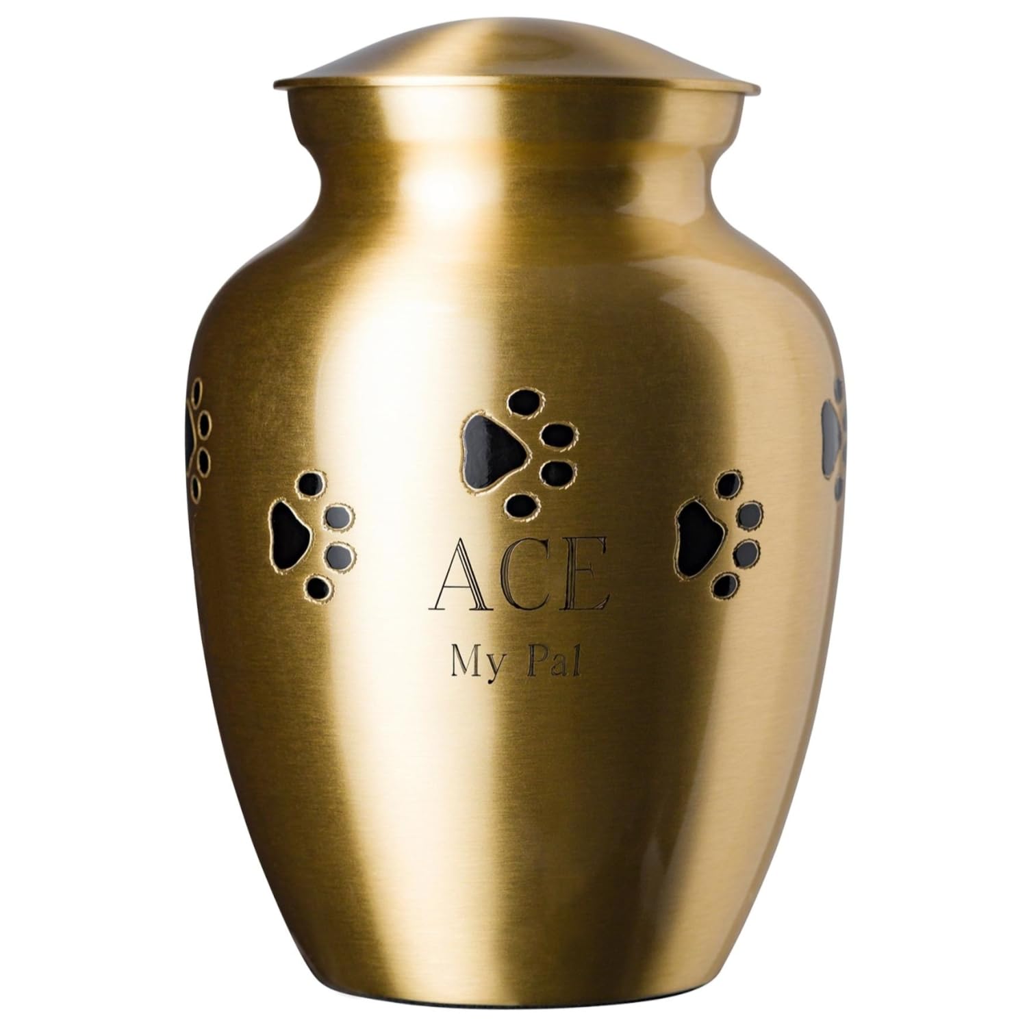 Ottillie Paws Elite Series Personalized Pet Urn for Dogs and Cats - Custom Engraved Brass Memorial Urn, Horizontal Ebony Design, Large Size - Perfect for Home or Garden Pet Memorials