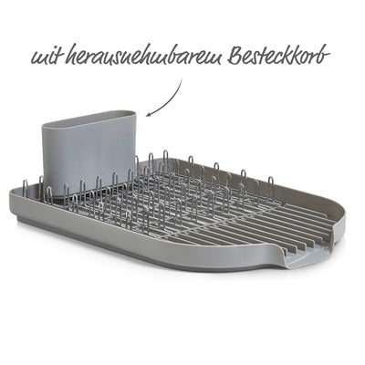 Stainless Steel & Plastic Dish Drainer Rack - Space Saving Kitchen Countertop Organizer for Drying Dishes, Cups & Utensils - Perfect for Small Apartments & RVs