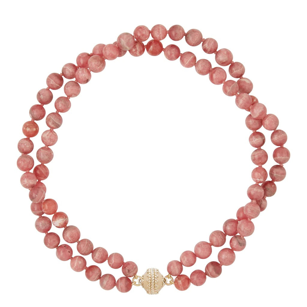 Clara Williams Victoire 8mm Double Strand Rhodochrosite Necklace - Elegant Jewelry for Women, Perfect for Weddings, Parties & Special Occasions