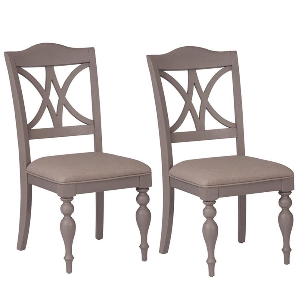 Light Gray Slat Back Side Chair (RTA) - Set of 2 Modern Dining Chairs for Kitchen, Breakfast Nook & Patio - Summer House Collection