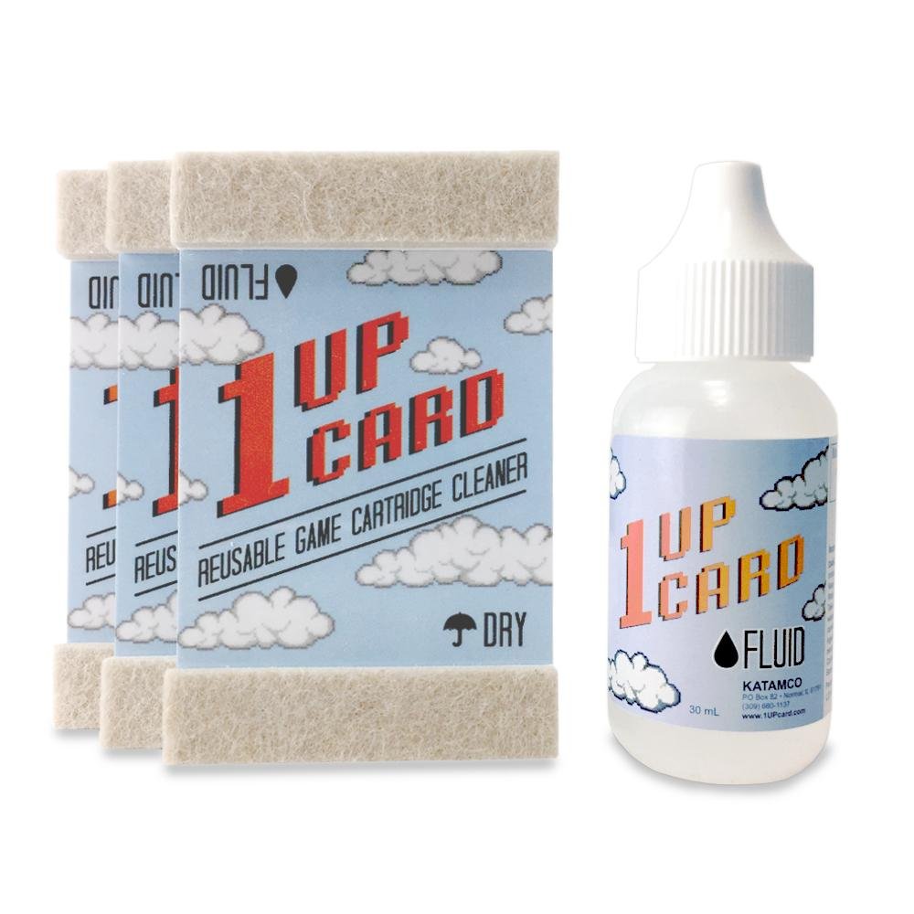 1UPcard Video Game Cartridge Cleaning Kit - 3 Pack with Cleaning Solution | Works with Nintendo, Super NES, Sega Genesis, N64, Gameboy, Atari & More | Restore Old Game Cartridges for Smooth Gaming Experience