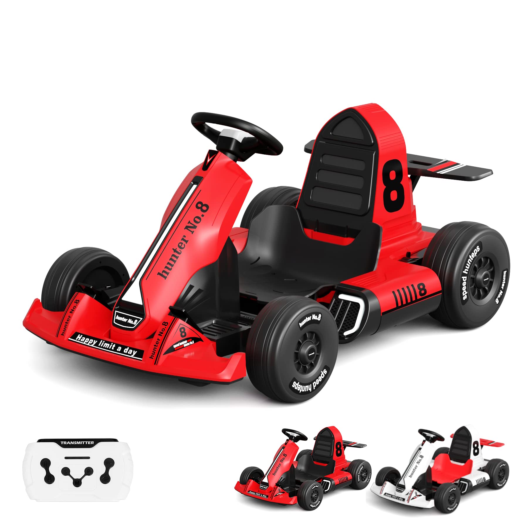 **GLAF 12V Electric Go Kart for Kids - Battery Powered Ride On Car with Remote Control, LED Lights, USB & Bluetooth - Outdoor Drift Racing Toy for Boys & Girls Ages 3+ (Red) - Perfect for Backyard Fun, Birthday Gifts & Family Playtime**