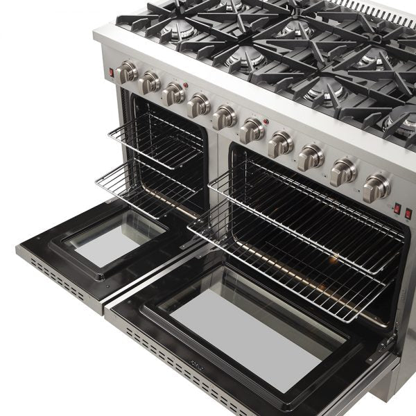 Forno Galiano Professional 48-inch 6.58 cu. ft. Stainless Steel Gas Range with 4 Burner Stove & Convection Oven - Perfect for Home Kitchen & Restaurant Cooking (Model FFSGS6244)