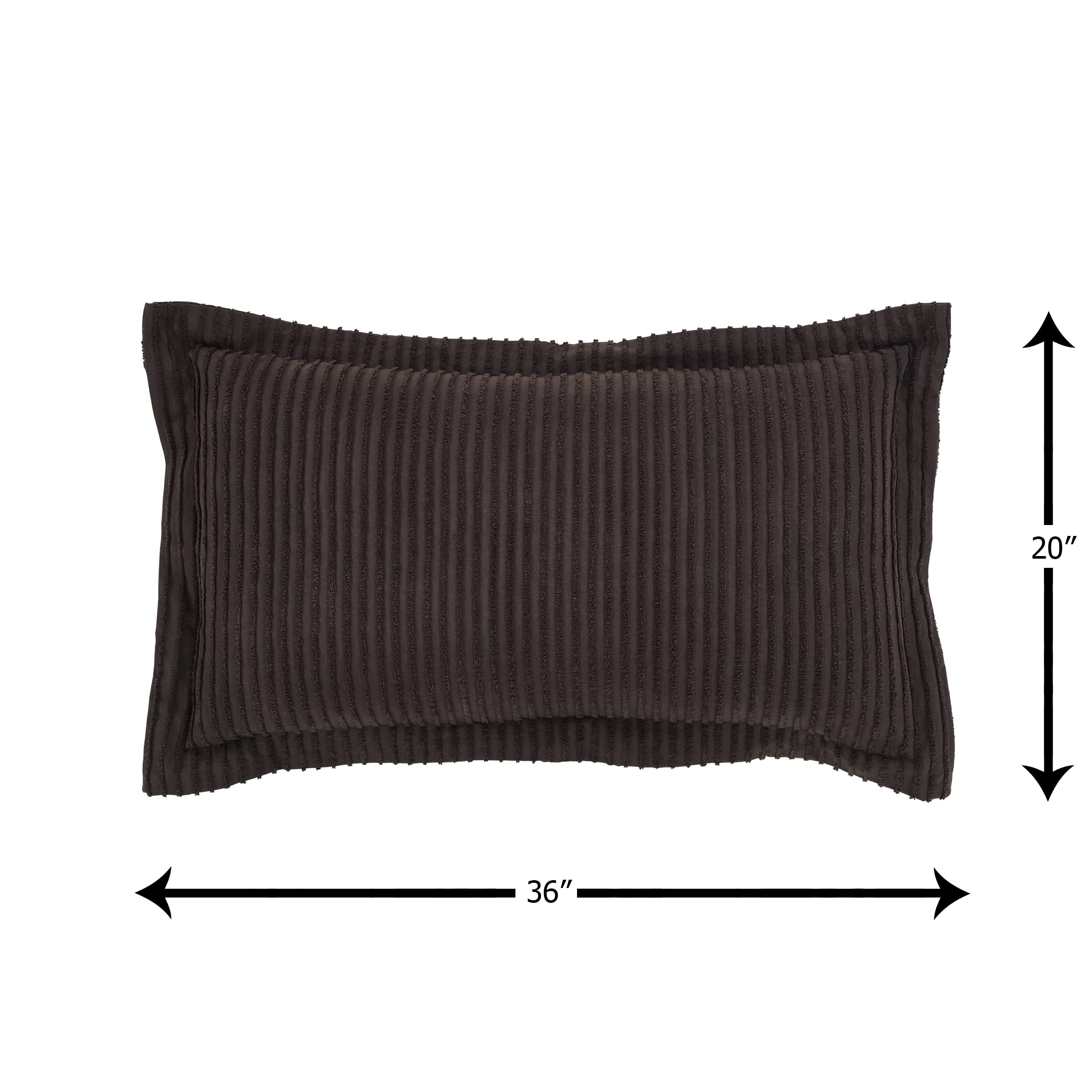 Better Trends Chocolate King Bedspread Set - 100% Cotton Tufted Classic Stripe Coverlet | Soft & Cozy All-Season Bedding | Machine Washable 3-Piece Set | Jullian Collection | Perfect for Master Bedrooms, Guest Rooms & Cozy Home Decor