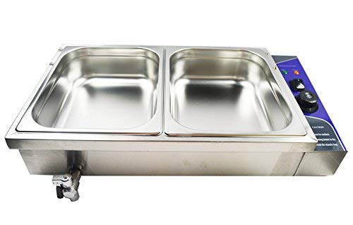 INTSUPERMAI Commercial 2-Pan Countertop Food Warmer | Bain Marie Buffet Heater for Soups, Stews & Catering | 110V Electric Steam Table for Restaurants, Cafeterias & Events