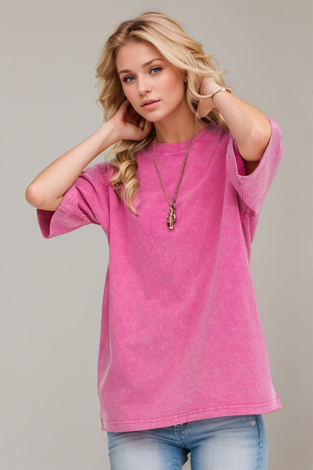 Basic Bae Round Neck Half Sleeve T-Shirt for Women | Casual Cotton Tee | Perfect for Everyday Wear, Outings & Layering