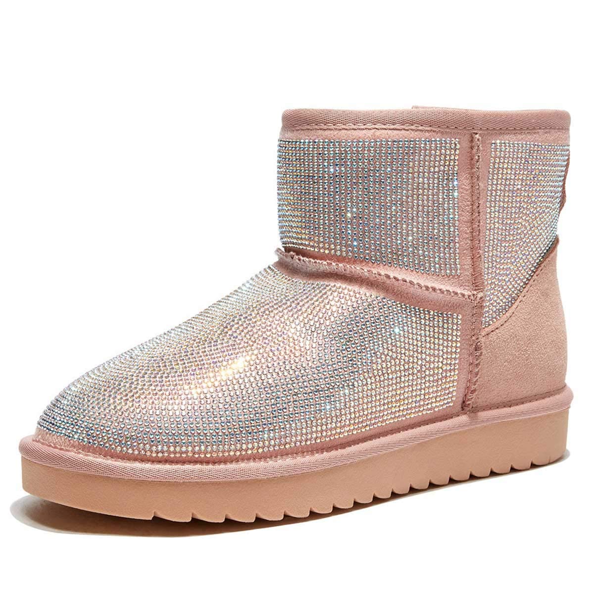 FSJ Women's Slip On Snow Boots - Round Toe, Fur Lined, Warm Winter Booties - Comfortable Short Boots for Women (US Size 4-15) - Perfect for Snowy Days, Outdoor Activities & Casual Winter Wear