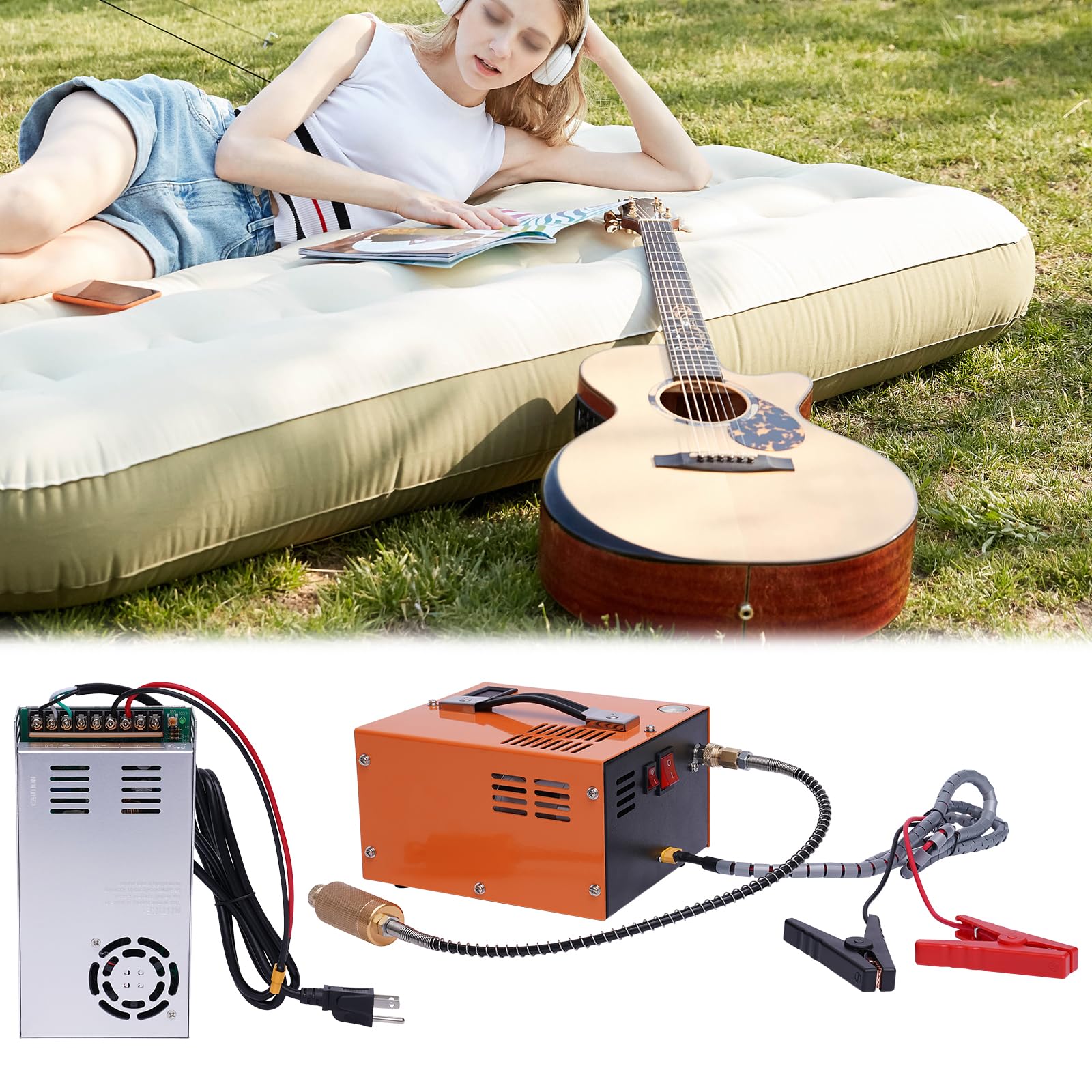 High Pressure PCP Air Compressor 30MPA 4500PSI 300Bar Portable Pump for PCP Rifles - 110V/12V 250W Electric Airgun Charger - Perfect for Hunting, Shooting Sports & Outdoor Adventures