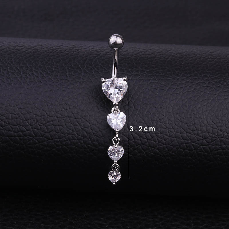 Hypoallergenic Dangle Heart Belly Button Ring | HSBR18605 | Perfect for Sensitive Skin & Trendy Outfits