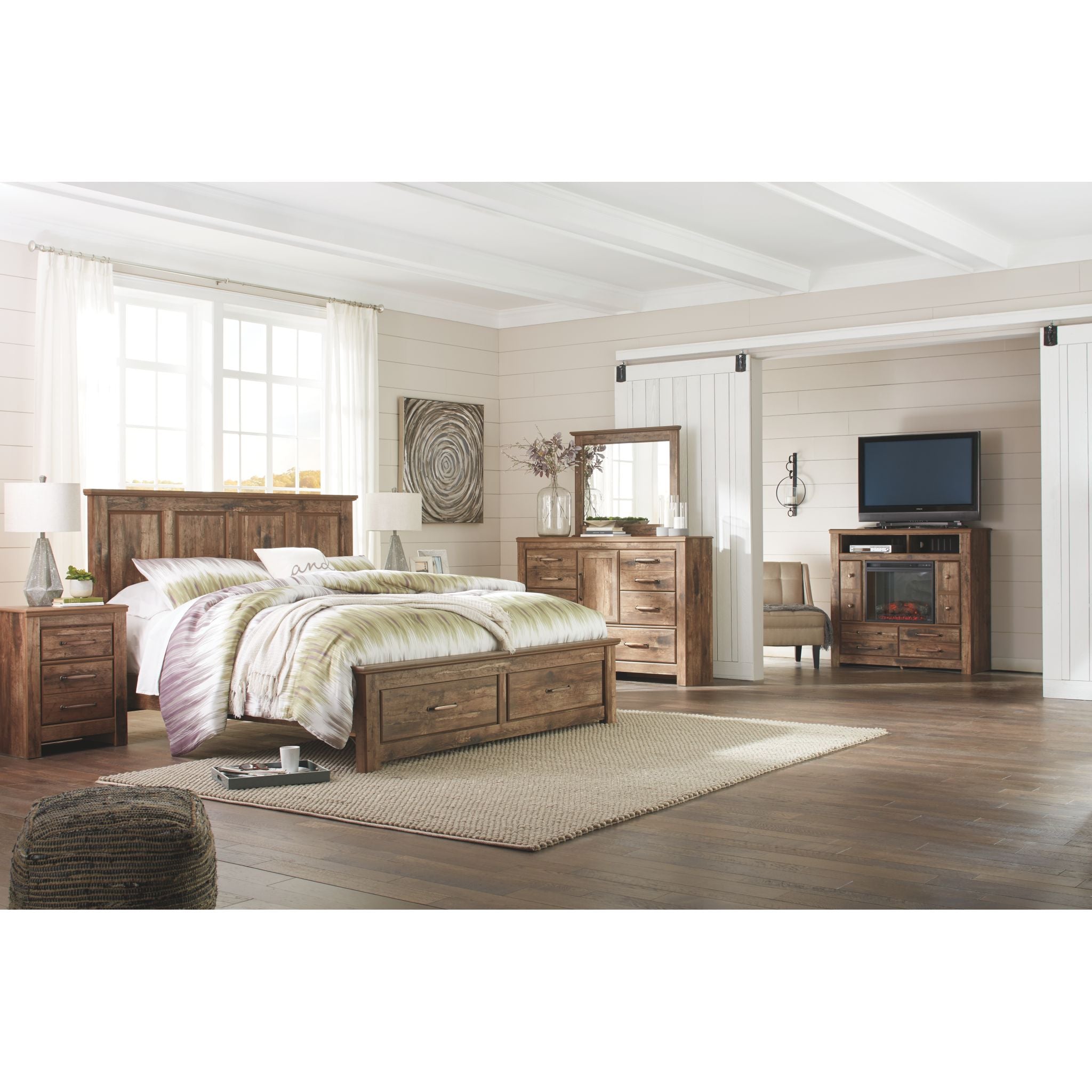 Blaneville 4-Piece Queen Size Bed Frame with Underbed Storage Drawers - Modern Bedroom Furniture for Small Spaces & Guest Rooms