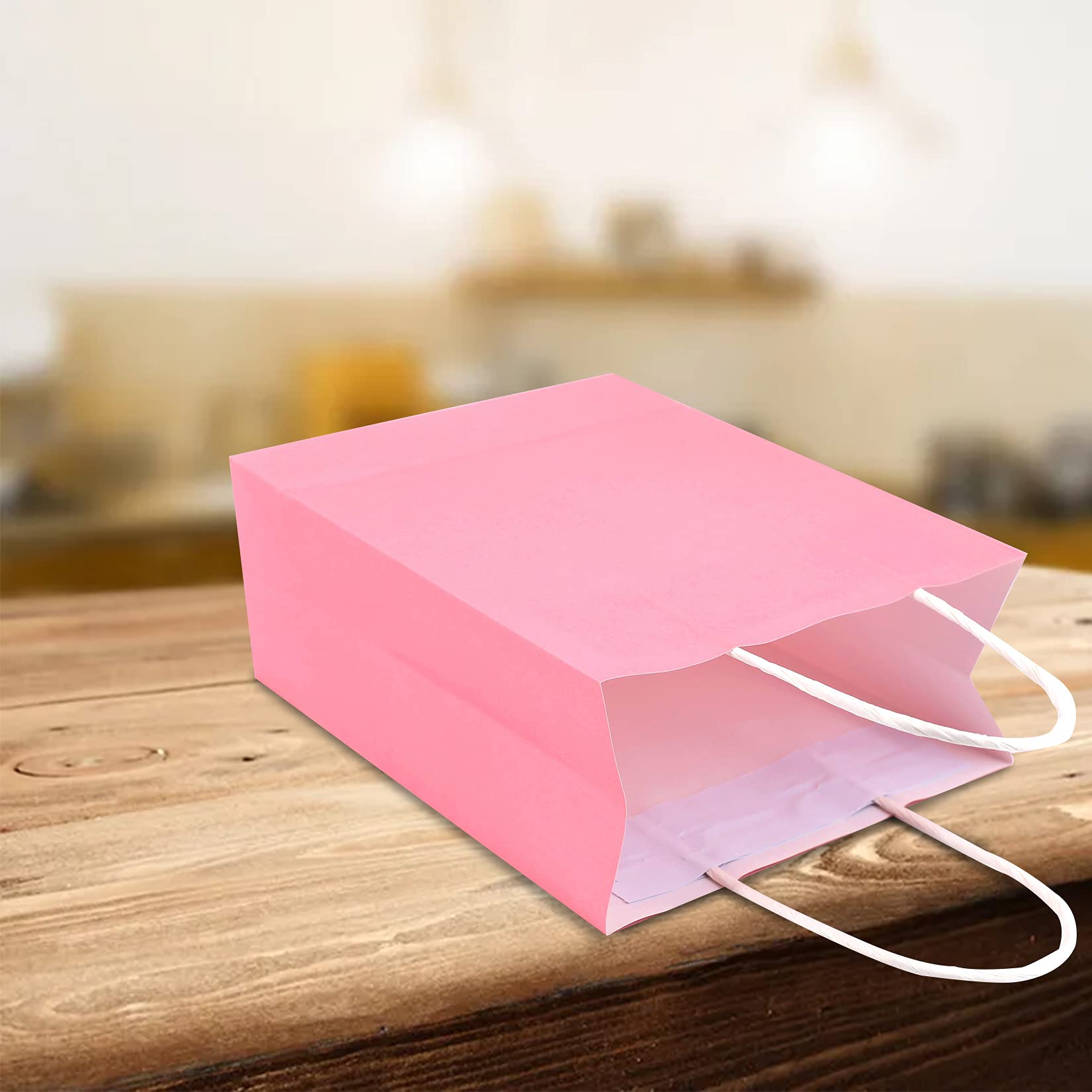 10 Pack Pink Kraft Paper Gift Bags with Handles - Small Party Favor Bags for Christmas, Birthday, Wedding & Celebrations | Perfect for Candy, Treats, Small Gifts & Party Favors