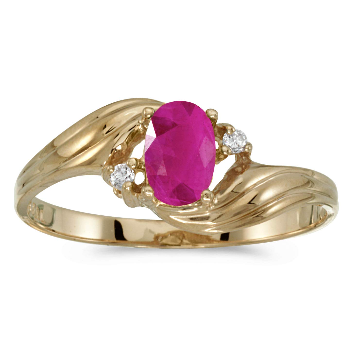 14K Yellow Gold Oval Ruby and Diamond Ring for Women - Elegant Engagement, Wedding, Anniversary Jewelry Gift