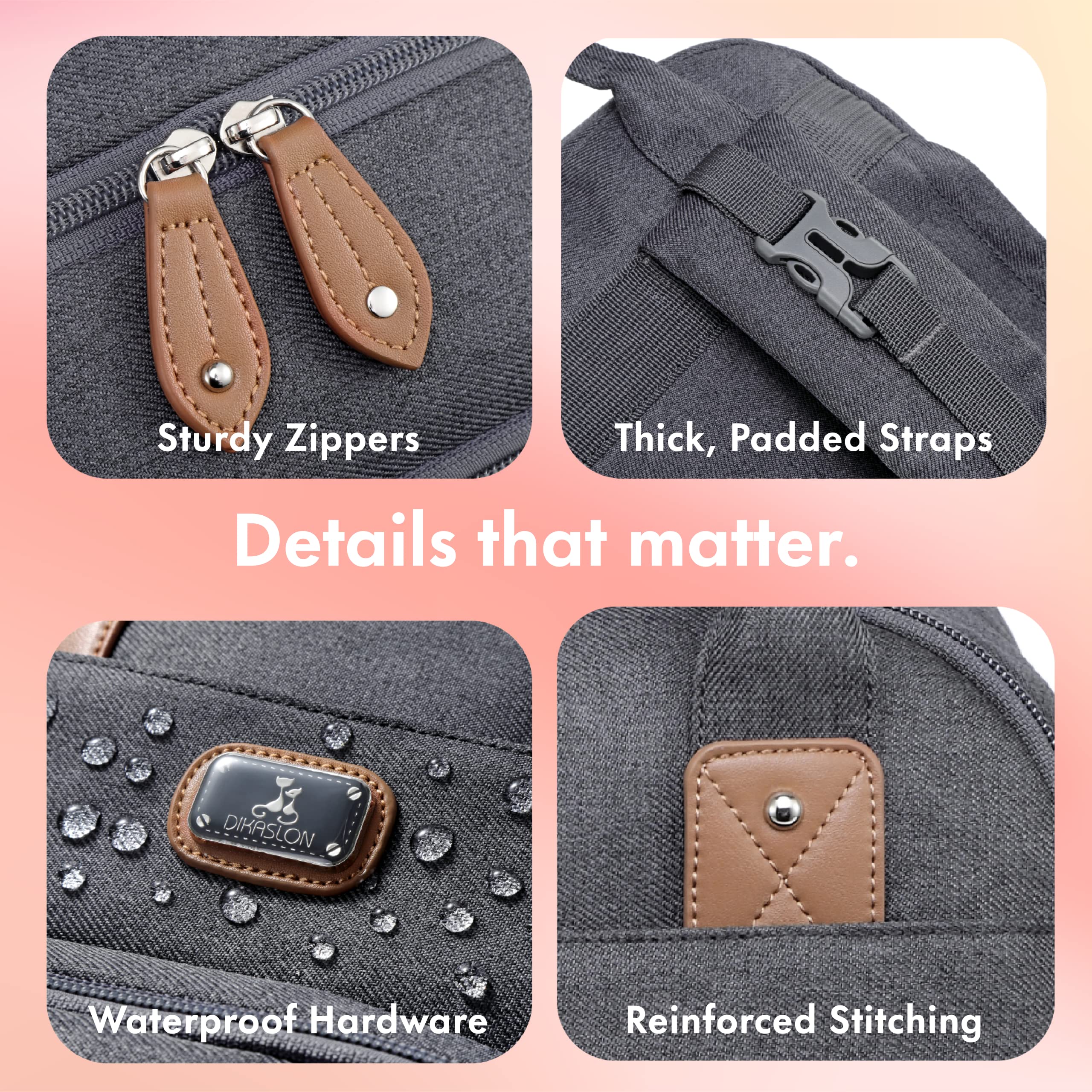 Waterproof Diaper Bag Backpack for Baby Essentials - Includes Changing Pad, Pacifier Case & Stroller Straps | Perfect for Travel, Daycare & On-the-Go Parents