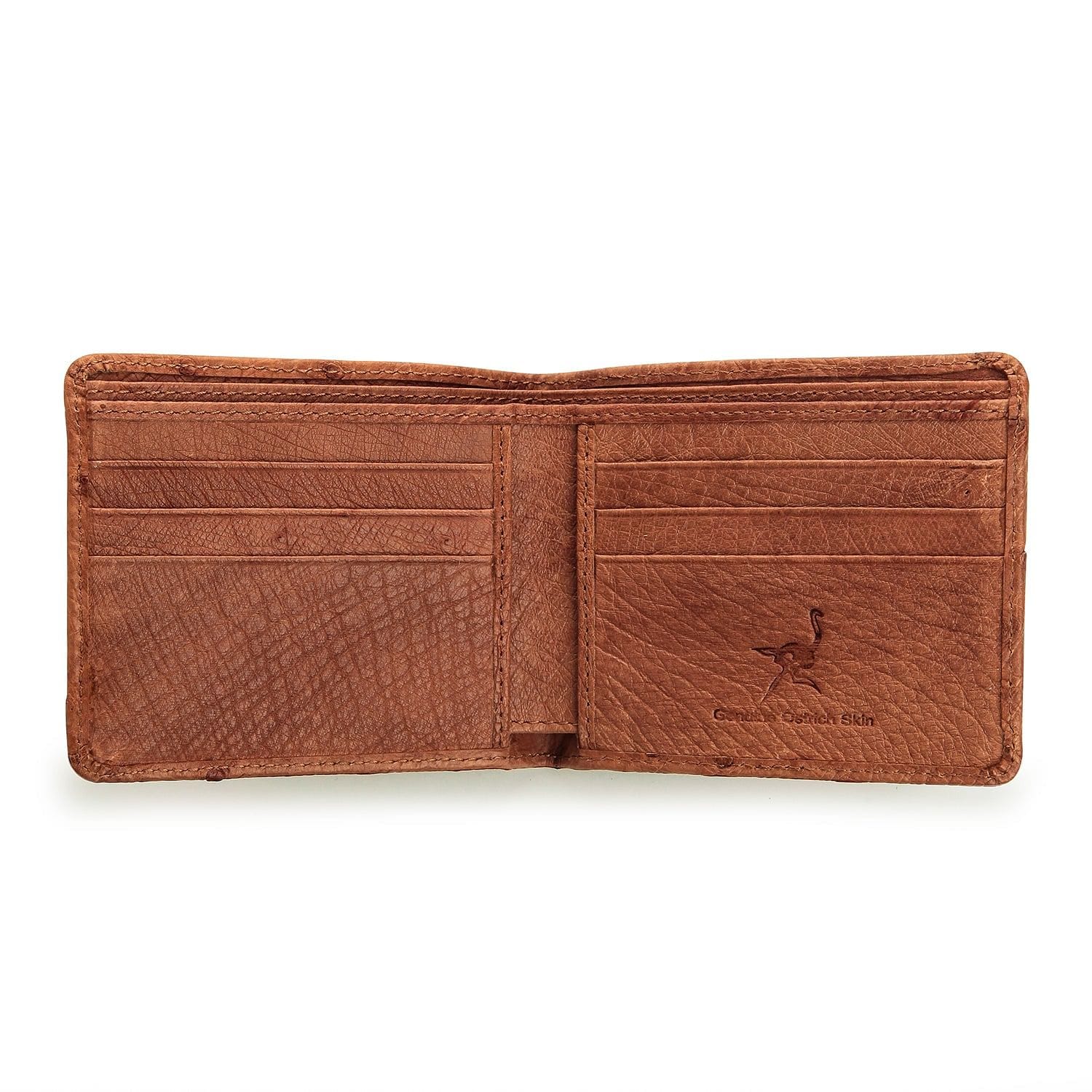 Premium Lining Cognac Brown Ostrich Skin Leather Wallet for Men - Slim Bifold RFID Blocking Luxury Billfold - Perfect for Business, Travel & Everyday Use