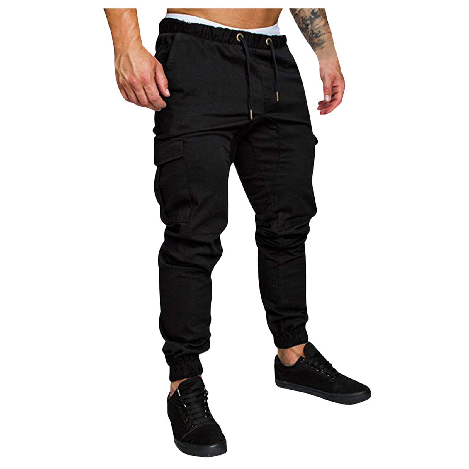 **XUETON Men's Slim Fit Jogger Cargo Pants - Athletic Sweatpants for Casual Wear & Workout - Black Long Pants for Men | Perfect for Gym, Running, Travel & Everyday Comfort**