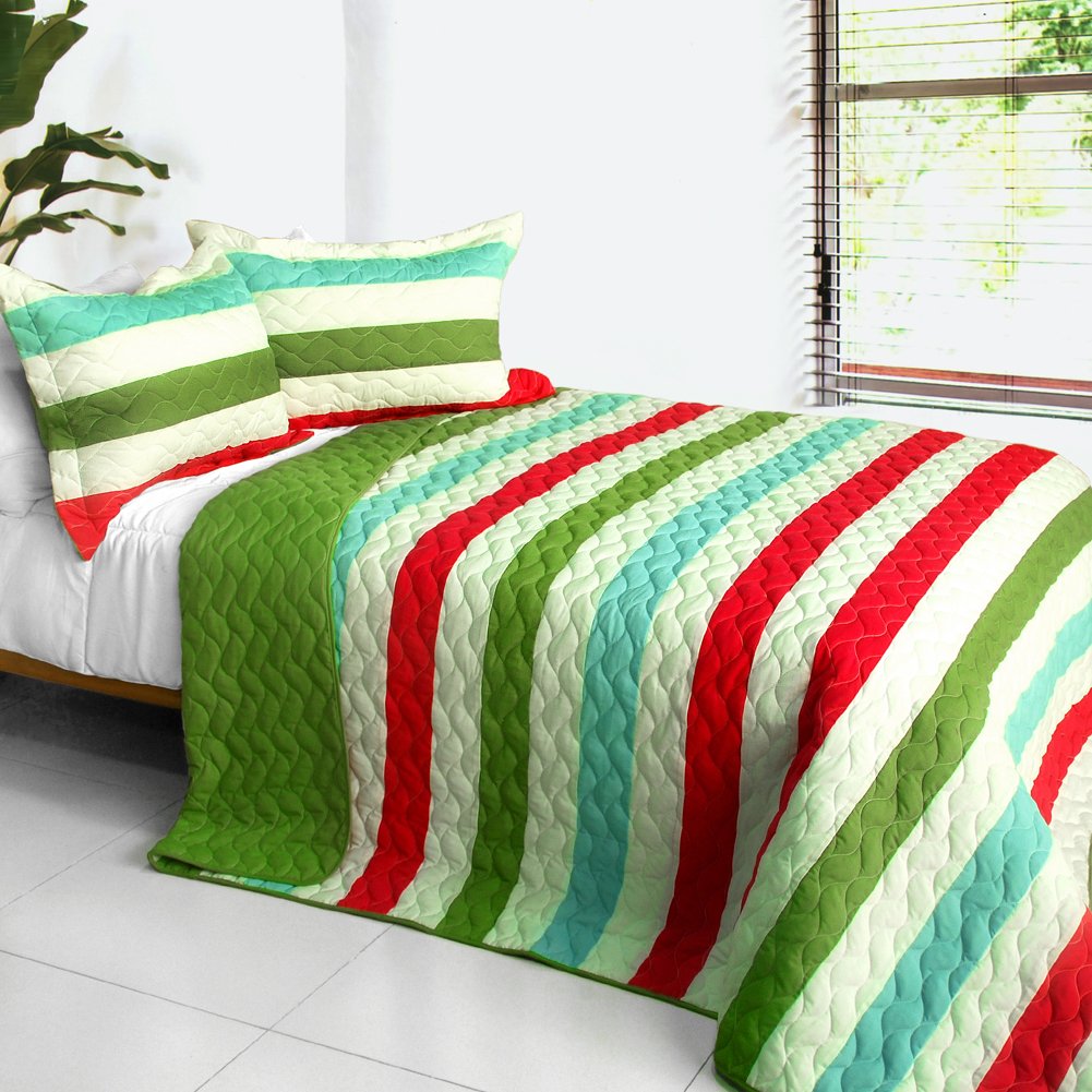 Be with You 3-Piece Patchwork Quilt Set - Full/Queen Size Bedding - Soft & Cozy Comforter for Master Bedroom, Guest Room & Dorm Decor