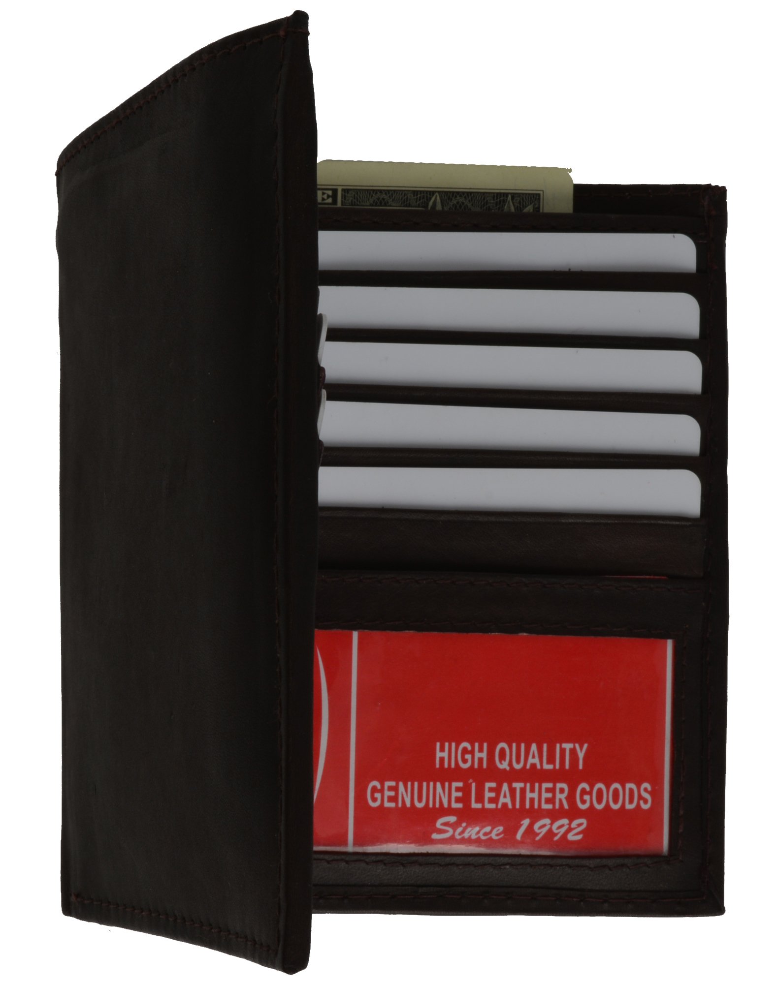 Marshal Men's Genuine Leather Slim Bifold Wallet with 2 Card Windows - Stylish Hipster Design for Euro & Credit Cards (Black) - Perfect for Everyday Use & Travel