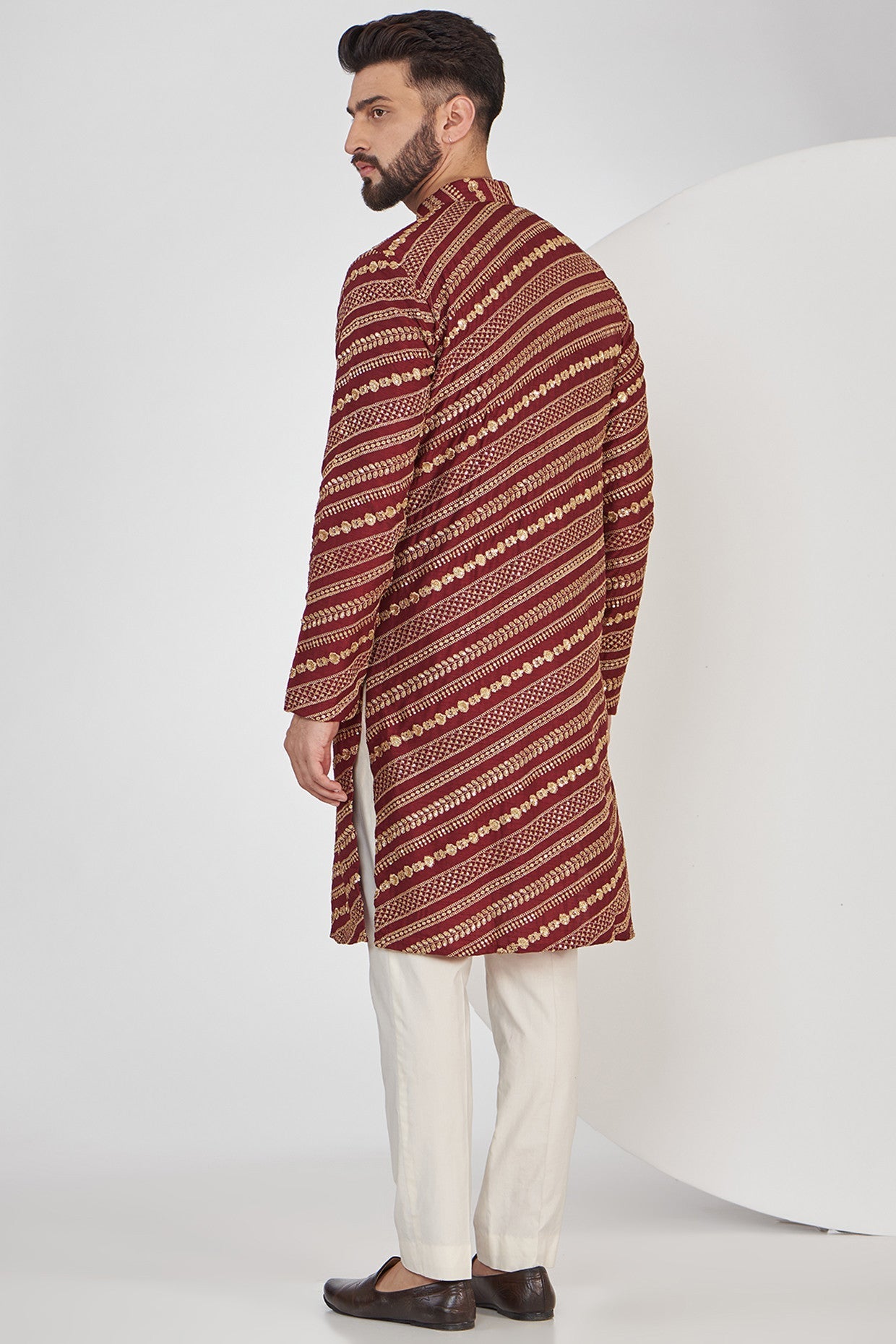 Elegant Maroon Embroidered Kurta with Intricate Zari Work for Women | Traditional Indian Ethnic Wear | Perfect for Festivals, Weddings & Special Occasions