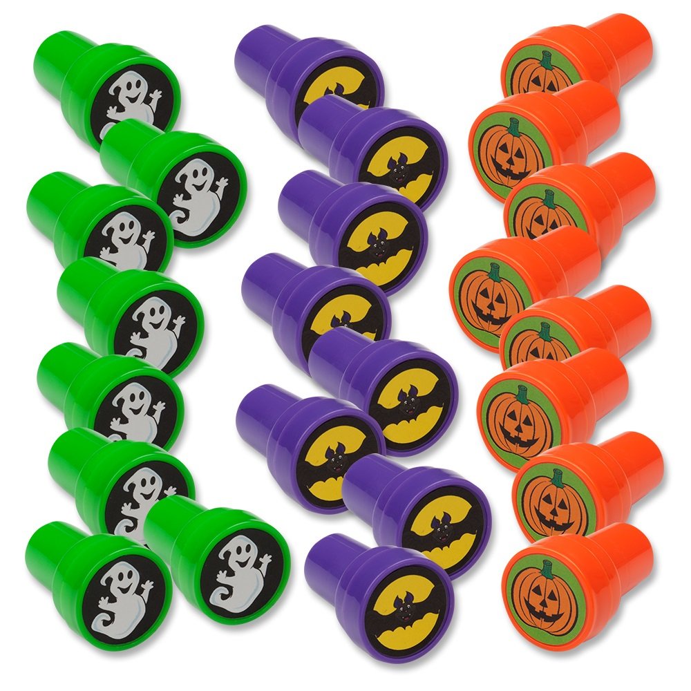 Halloween Stamps Set of 24 - Spooky Bats, Ghosts & Pumpkins for DIY Crafts, Scrapbooking & Party Decorations