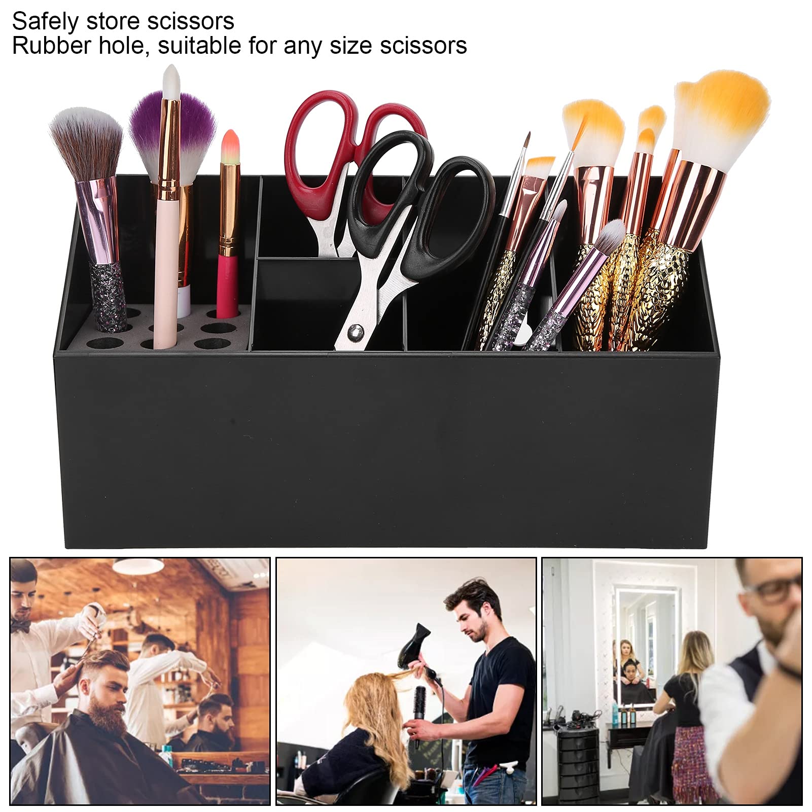 Professional Salon Scissors Organizer & Hairdressing Tool Storage Rack - Black Scissors Holder for Hair Stylists, Barbers, Home & Office Use - Perfect for Salon Organization, Hair Comb & Clip Storage