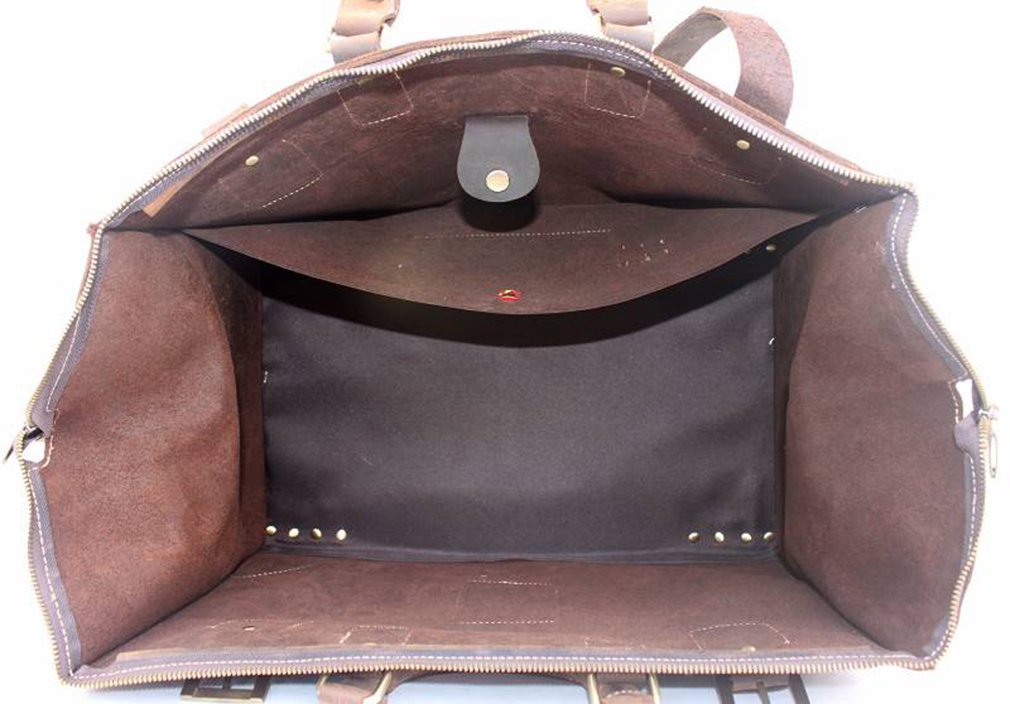 **Le'aokuu Men's Genuine Leather Carry-On Travel Duffle Bag - Gym & Weekend Tote for Business Trips & Workouts (Dark Brown, No Shoulder Strap) - Perfect for Business Travel, Gym, and Weekend Getaways**