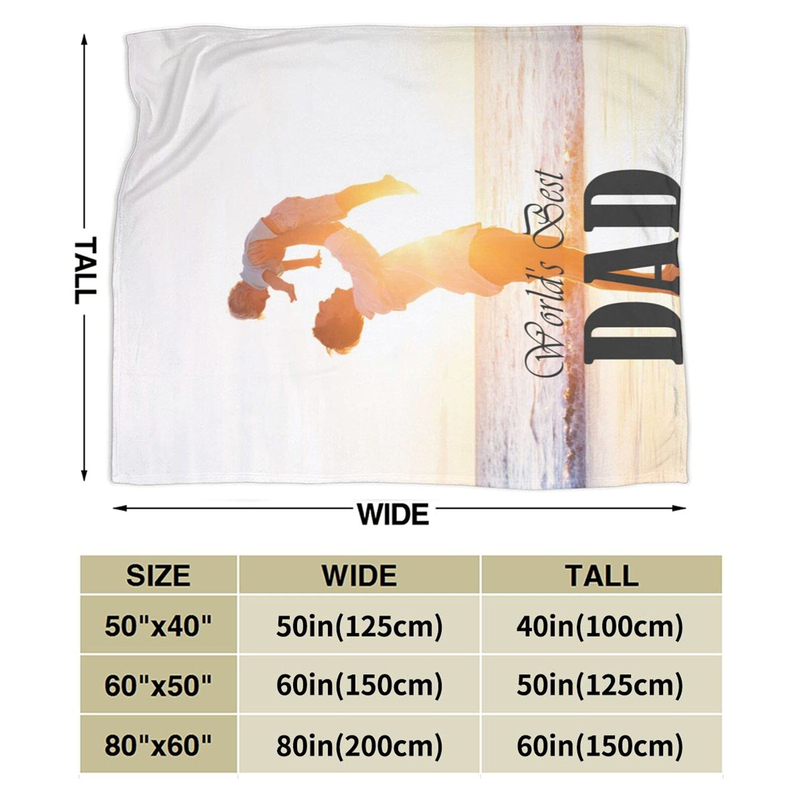 World's Best Dad Custom Photo Blanket - Personalized Throw Blanket with Pictures - 40