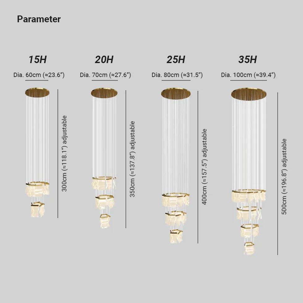 Modern Square Stacking Chandelier for Living Room - Elegant Ceiling Light Fixture for Dining Room, Bedroom & Home Decor
