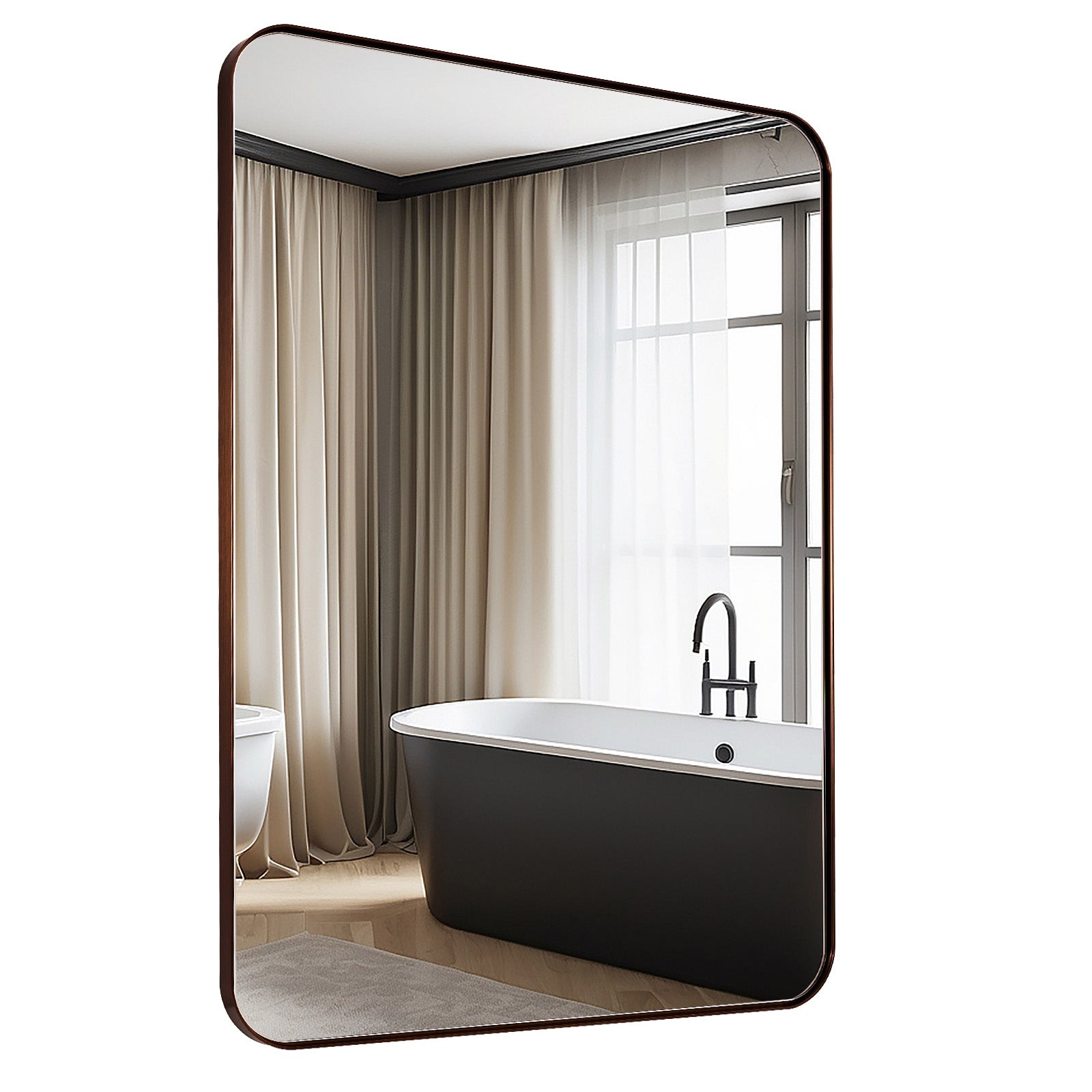Premium Aluminum Framed Rounded Rectangular Bathroom Mirror - Modern Vanity Mirror for Bathroom Decor, Makeup & Shaving - Perfect for Home, Hotel & Spa