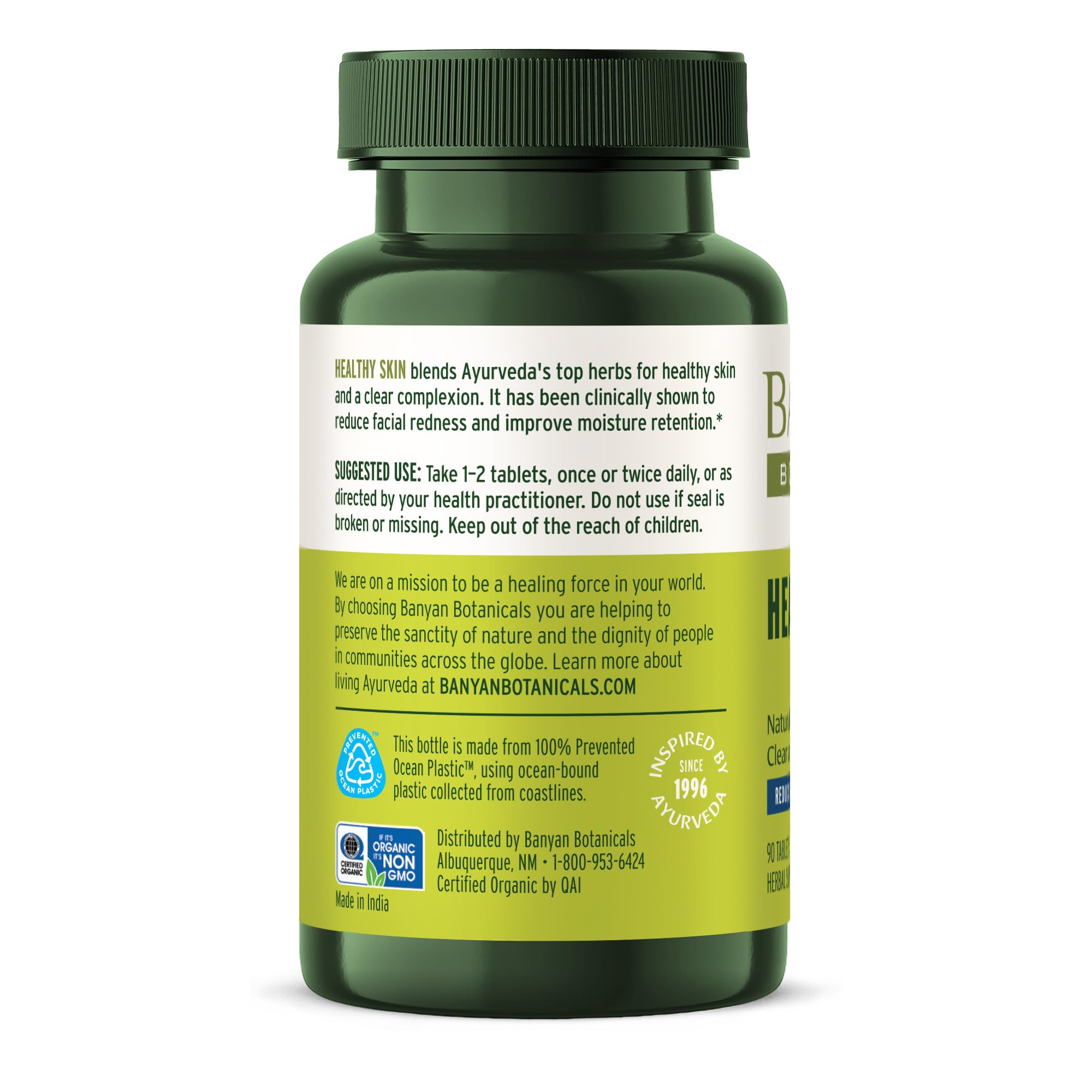 Banyan Botanicals Healthy Skin Supplement – Organic, Non-GMO, Vegan Skin Support Tablets for Radiant Complexion – 90 Count – Sustainably Sourced – Perfect for Daily Wellness & Glowing Skin Care Routine