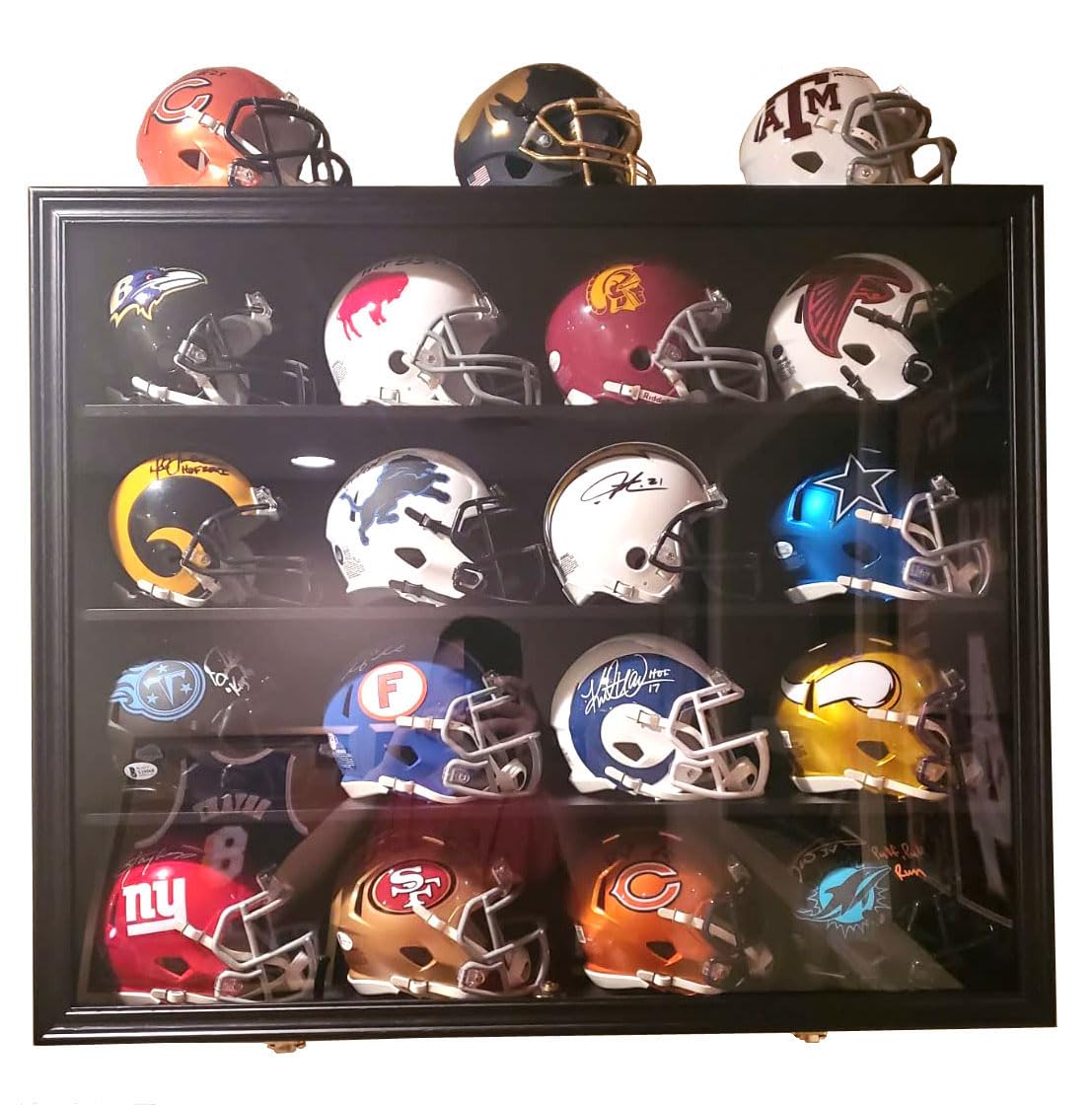 Wall Display Case Cabinet for 1:24-1:18 Scale Diecast Model Cars & 1:2 Scale Football Helmets - Perfect for Collectors, Showcase Hot Wheels, Mini Helmets (Cars/Helmets Not Included) | Ideal for Home Office, Man Cave, or Sports Memorabilia Display