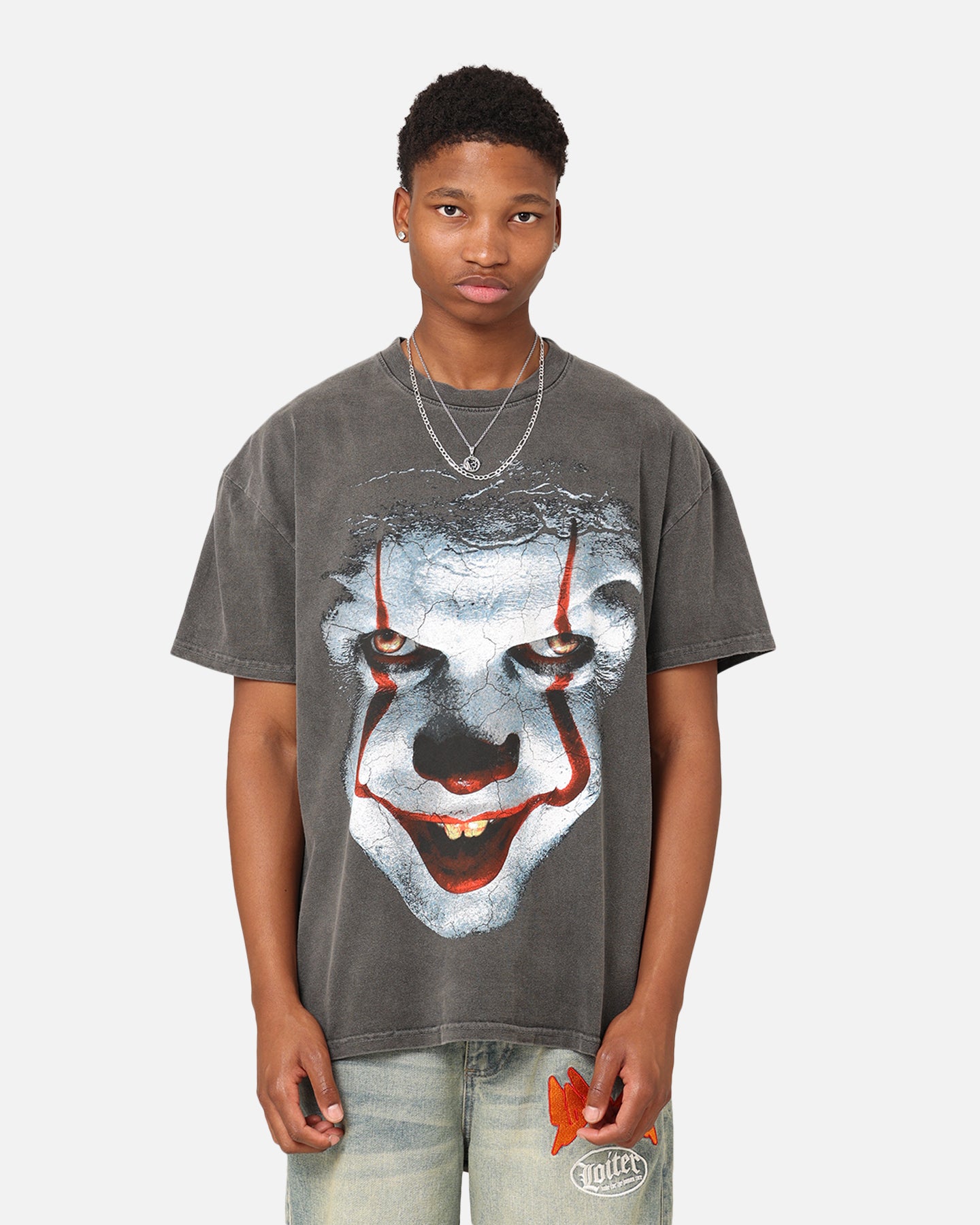 Vintage Pennywise T-Shirt - Black Wash Distressed Style - American Thrift X Collection | Perfect for Halloween Costumes, Horror Movie Nights & Retro Fashion
