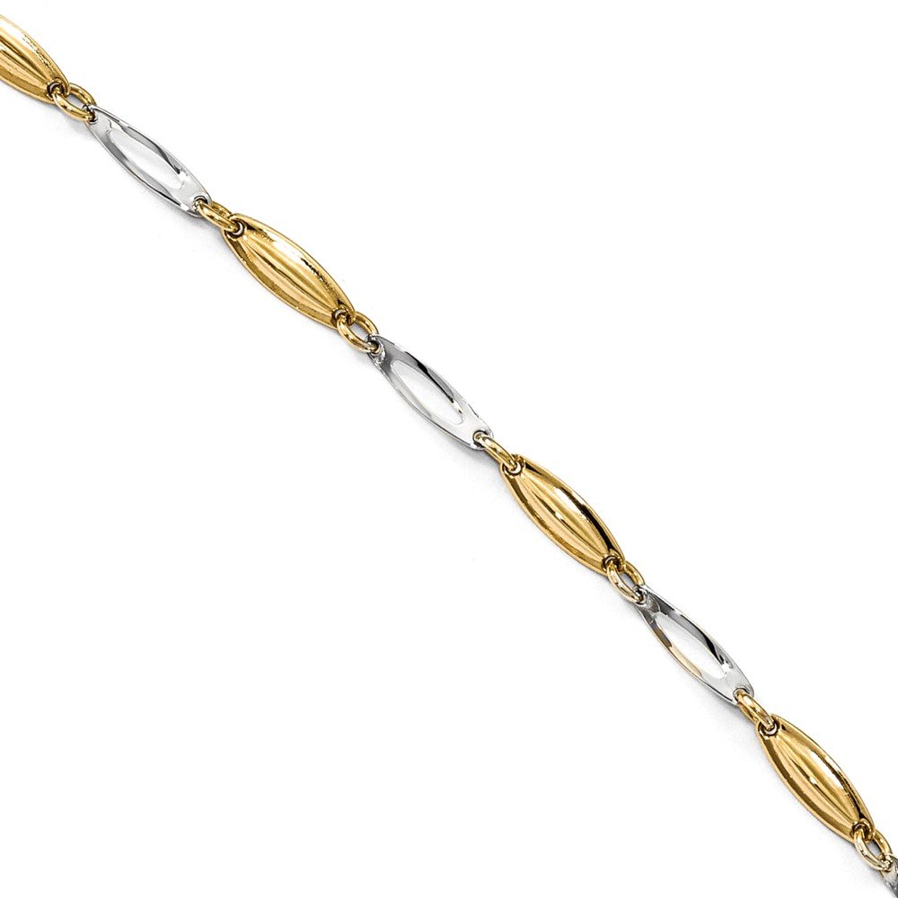 14K Two-Tone Gold Polished Anklet with 1-Inch Extension - Elegant Adjustable Ankle Bracelet for Women | Perfect for Beach, Summer Outfits & Special Occasions