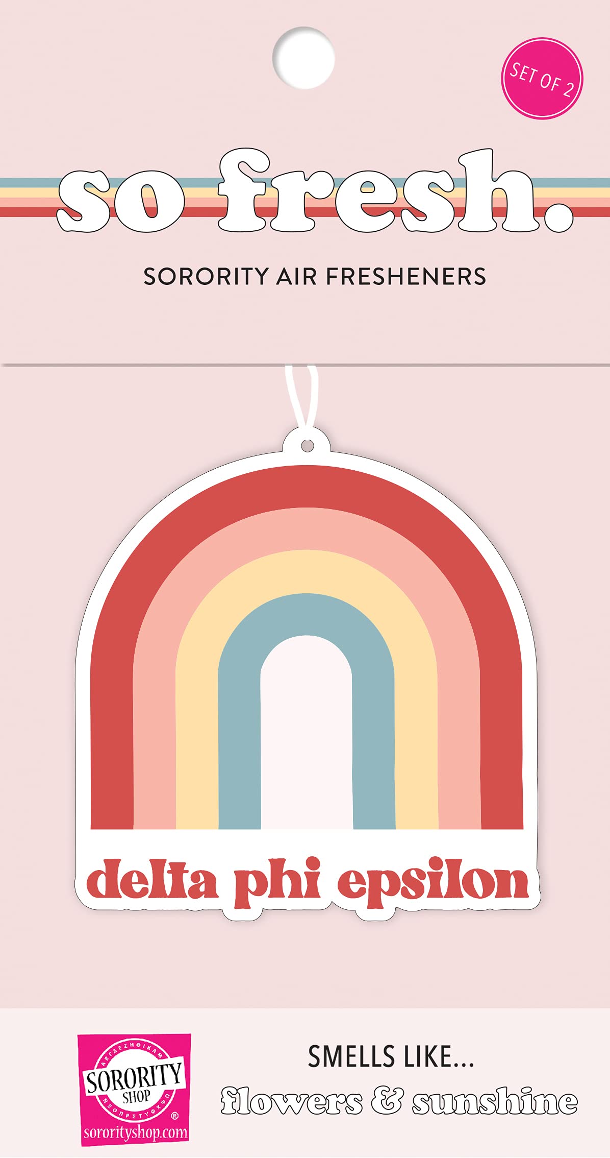 Delta Phi Epsilon Rainbow Car Air Freshener - 2 Pack Floral Sunshine Scent - Long Lasting Fragrance for Vehicles, Home, Office & Dorm Room