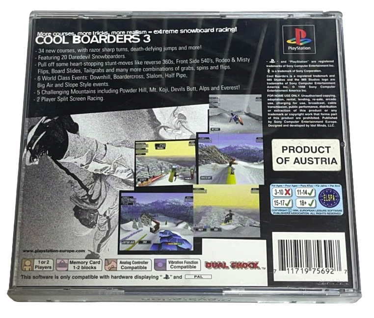 Cool Boarders 3 Complete Game for PS1 PS2 PS3 PAL - Preowned Retro Video Game for Snowboarding Fans | Perfect for Gaming Collections & Nostalgic Play