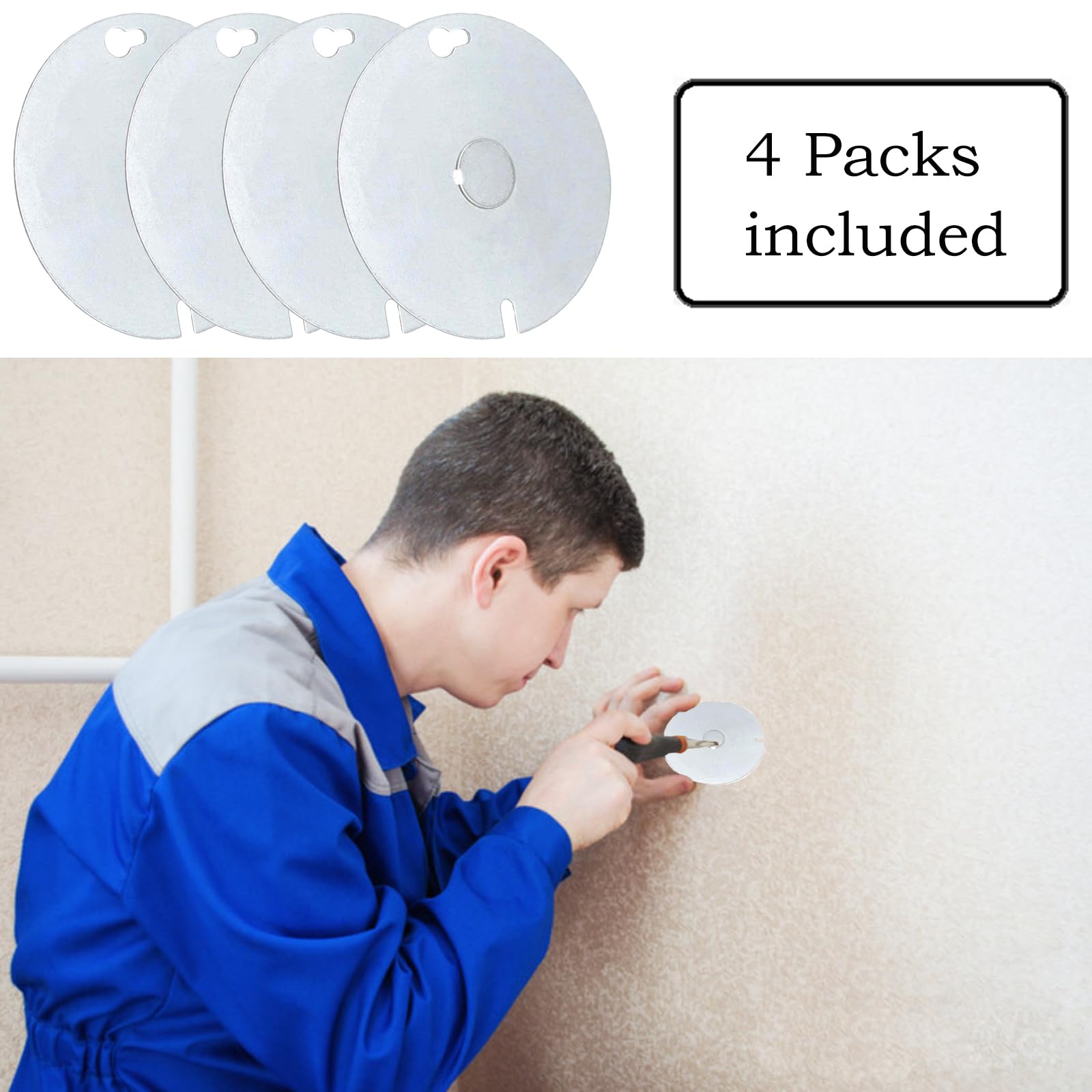 4 Pack 4 Inch Round Electrical Box Covers with 1/2 Inch Knockout - Metal Junction Box Covers for 4