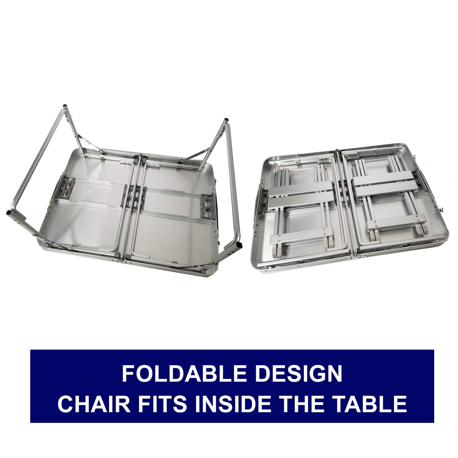 **Raptor Heavy Duty Lightweight Folding Table and 2 Chairs Set - Military Grade Aluminum Portable Beach Camping Picnic Outdoor Furniture - Perfect for Beach, Camping, Backyard & Tailgating**