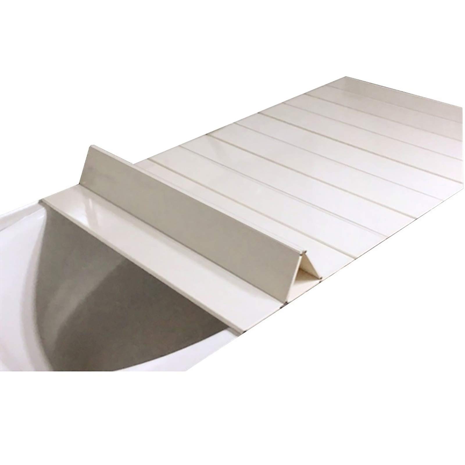 Premium White PVC Bathtub Tray & Cover - 153×80×0.6cm Folding Dust Board, Insulation Lid & Shutter for Bath - Perfect for Relaxing Baths, Spa Days & Bathroom Organization