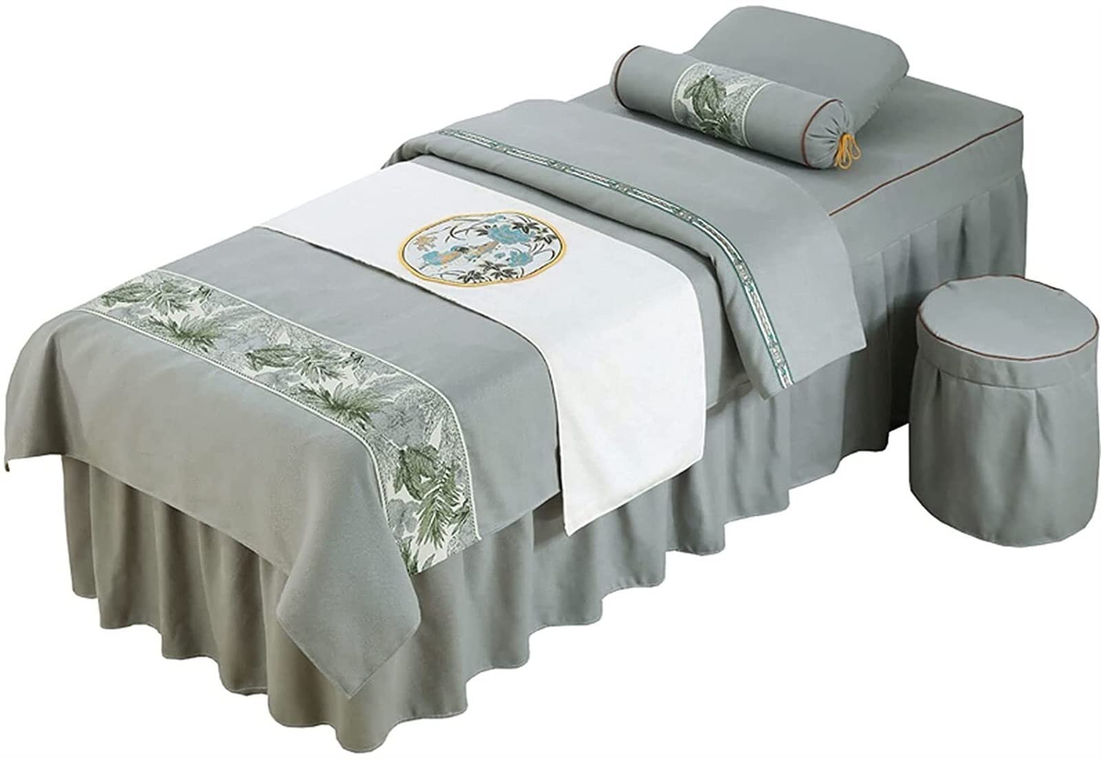 Premium 4-Piece Massage Table Sheet Set with Face Hole - Soft Gray Spa Bed Linens (80x190cm) for Massage Therapy, Facial Treatments & Salon Use