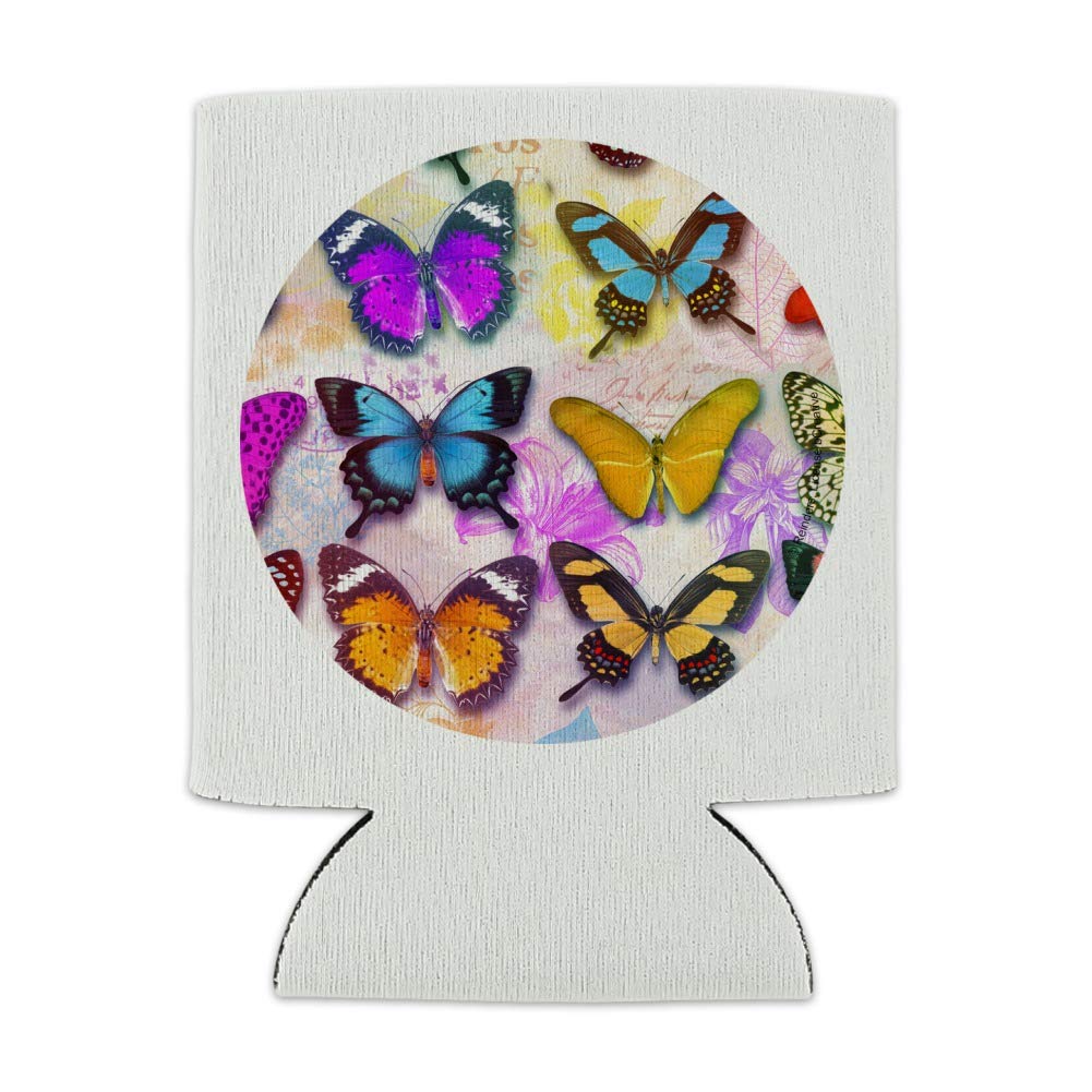 Colorful Butterfly Design Insulated Can Cooler - Collapsible Drink Sleeve & Beverage Holder for Beer, Soda & Cans - Perfect for Parties, BBQs, Beach & Outdoor Activities