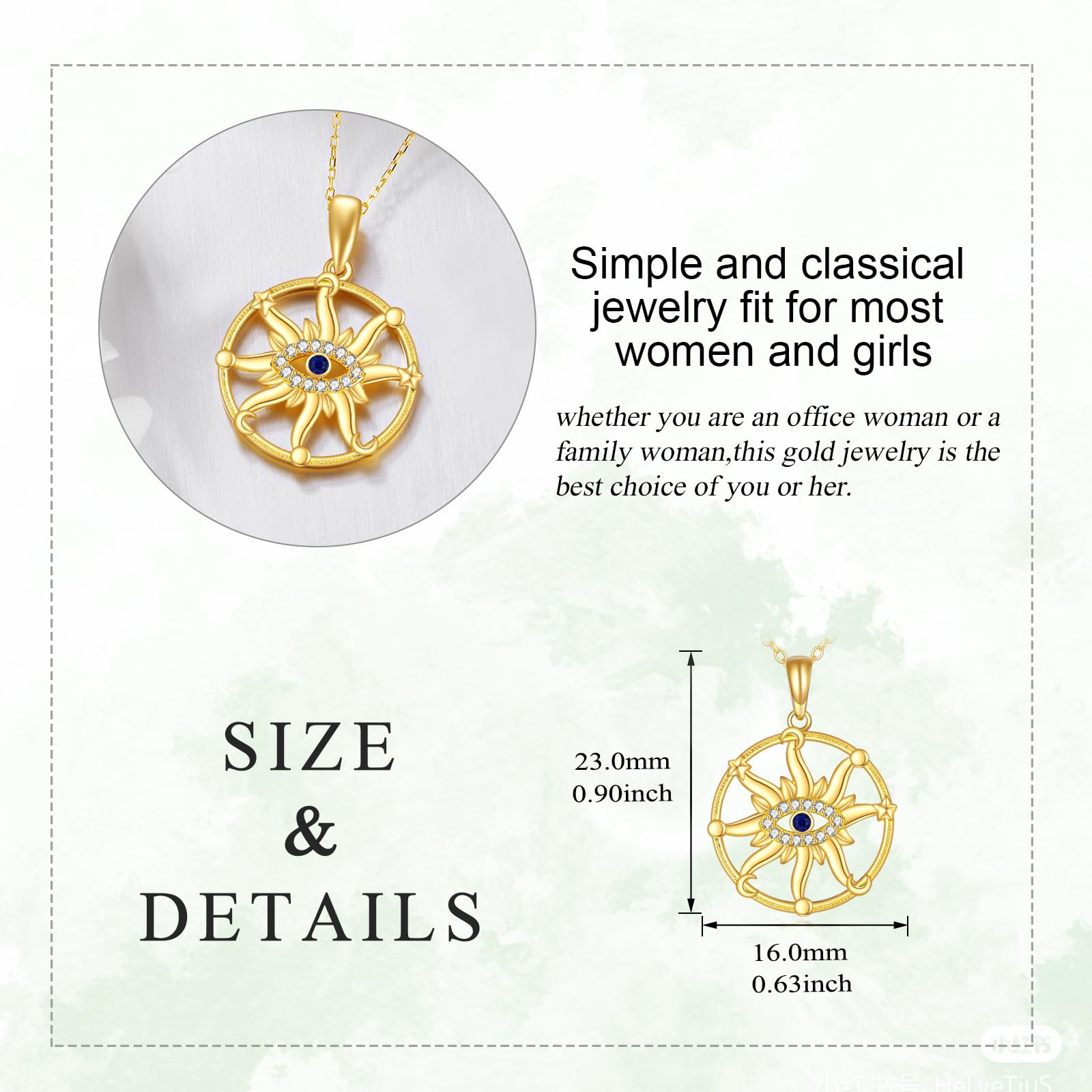 14K Real Yellow Gold Moon and Star Opal Pendant Necklace for Women - Elegant Crescent Moon Jewelry Gift for Wife, Daughter, Girlfriend, Mother | Perfect for Birthdays, Anniversaries, Valentine's Day & Special Occasions