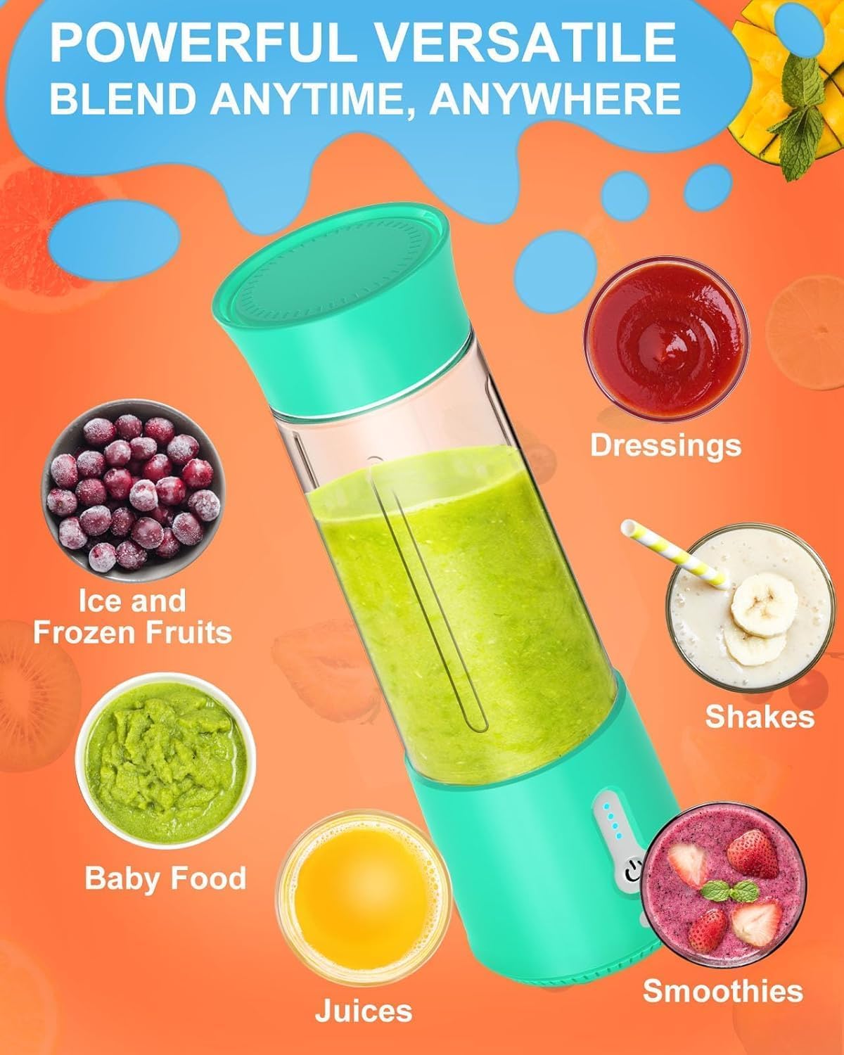 Portable Personal Blender - 17Oz USB-C Rechargeable Mini Blender with 6 Blades, 18000 RPM, BPA Free & Quiet Operation - Perfect for Smoothies, Protein Shakes, Travel, Gym & Kitchen Use