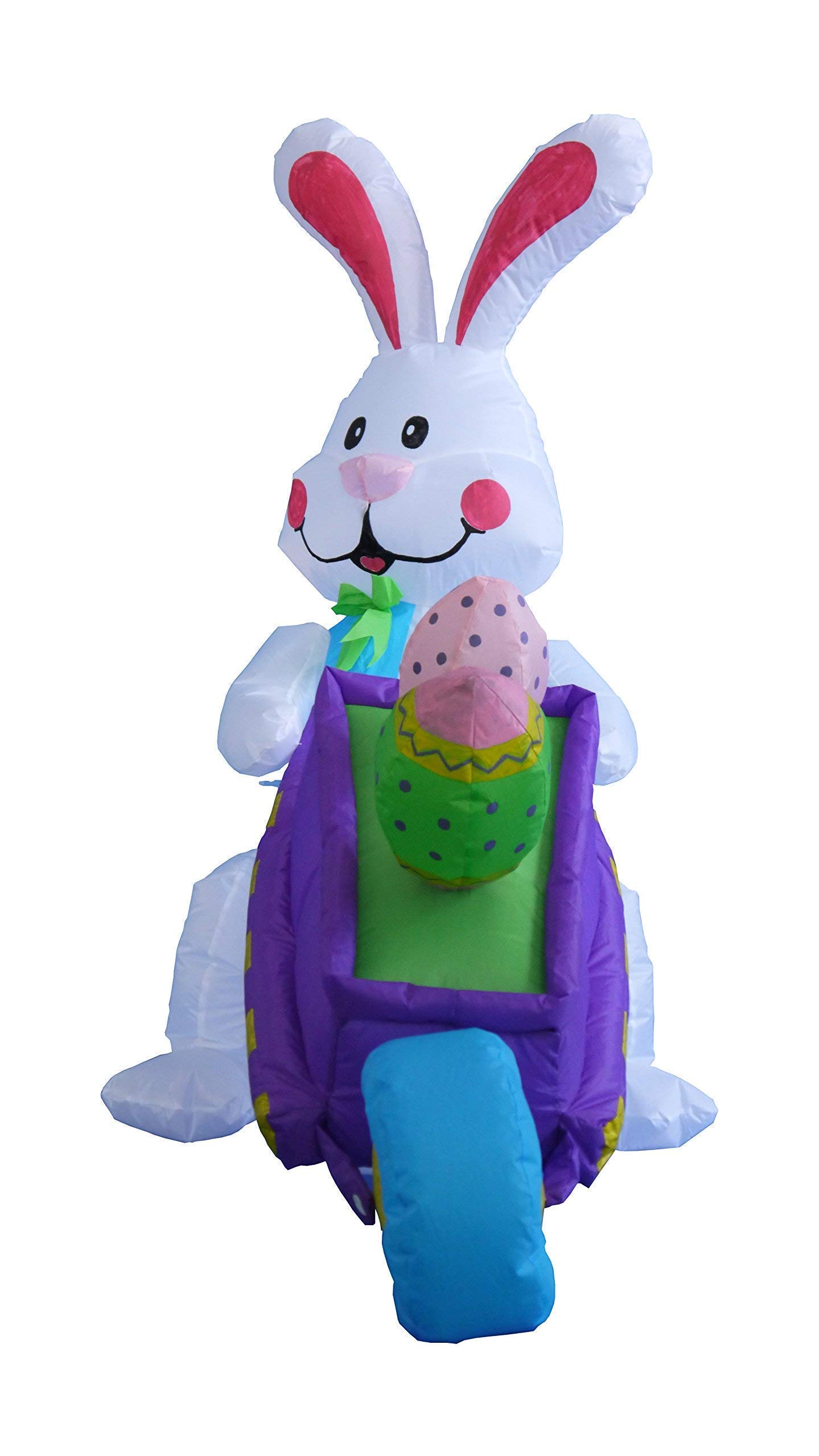 St. Patrick's Day & Easter Party Decorations Bundle - 6ft Inflatable Leprechaun with Shamrock & Beer + 4ft Inflatable Easter Bunny with Wheelbarrow & Eggs - Perfect for Holiday Yard Decorations, Themed Parties & Spring Celebrations