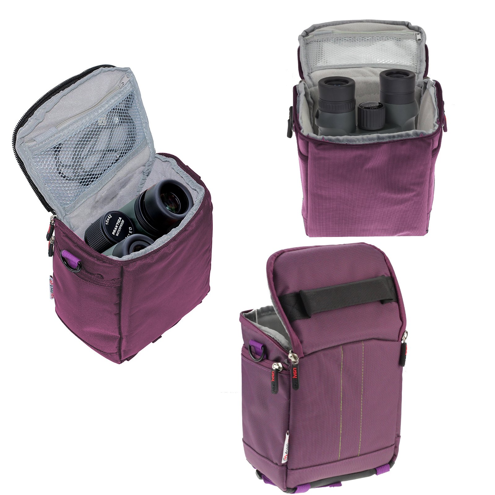 Navitech Purple Protective Binocular Case - Portable Travel Bag for Tasco Essentials 2016 Toit 8X21 Brown Binoculars (Model 165821B) | Durable Storage for Hiking, Birdwatching & Outdoor Adventures