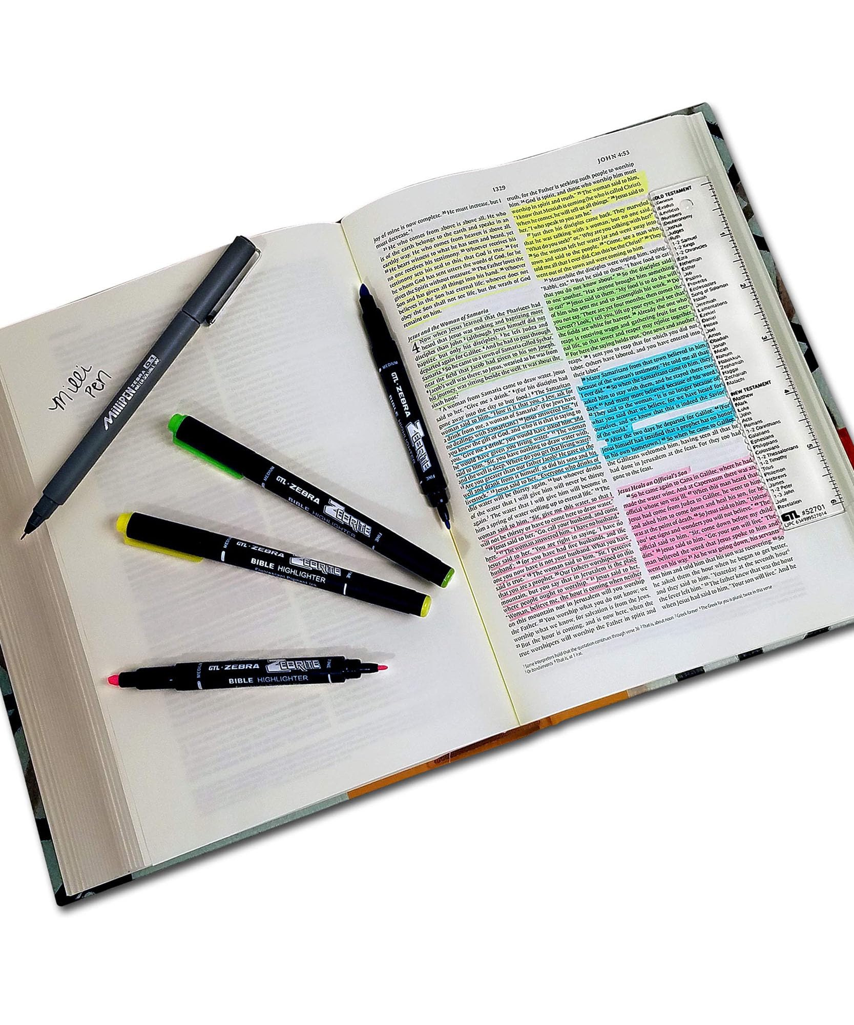 Zebrite Bible Highlighter Set - No Bleed, No Fade - Pink Ink for Bible Study & Note Taking