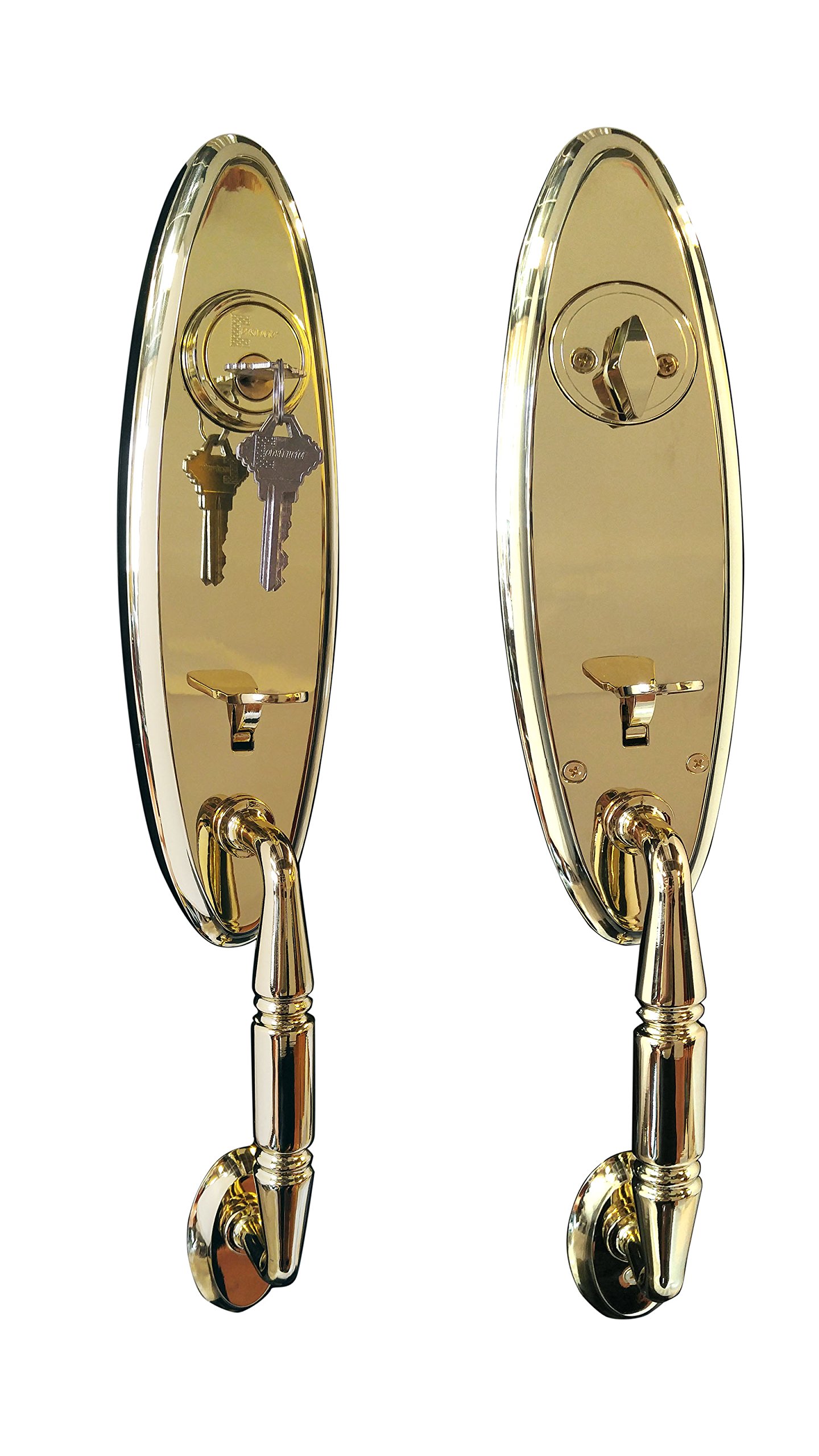 LEX Elite Hand Set Door Lock Lever - Polished Brass Finish - Secure & Stylish Door Handle for Home, Office & Commercial Use