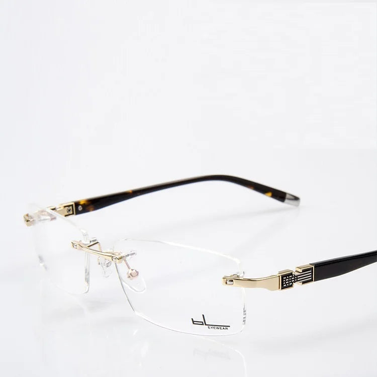 Brightzone Unisex Rimless Square Titanium Alloy Eyeglasses 71433 - Lightweight & Durable Glasses for Men & Women - Perfect for Reading, Work & Everyday Use