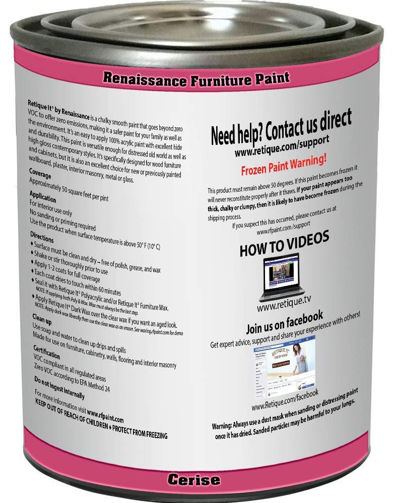 Retique It Chalk Furniture Paint by Renaissance DIY - 6 Piece Set (54 Cerise, 32 Ounces) - Perfect for Furniture Restoration, Home Decor & DIY Projects